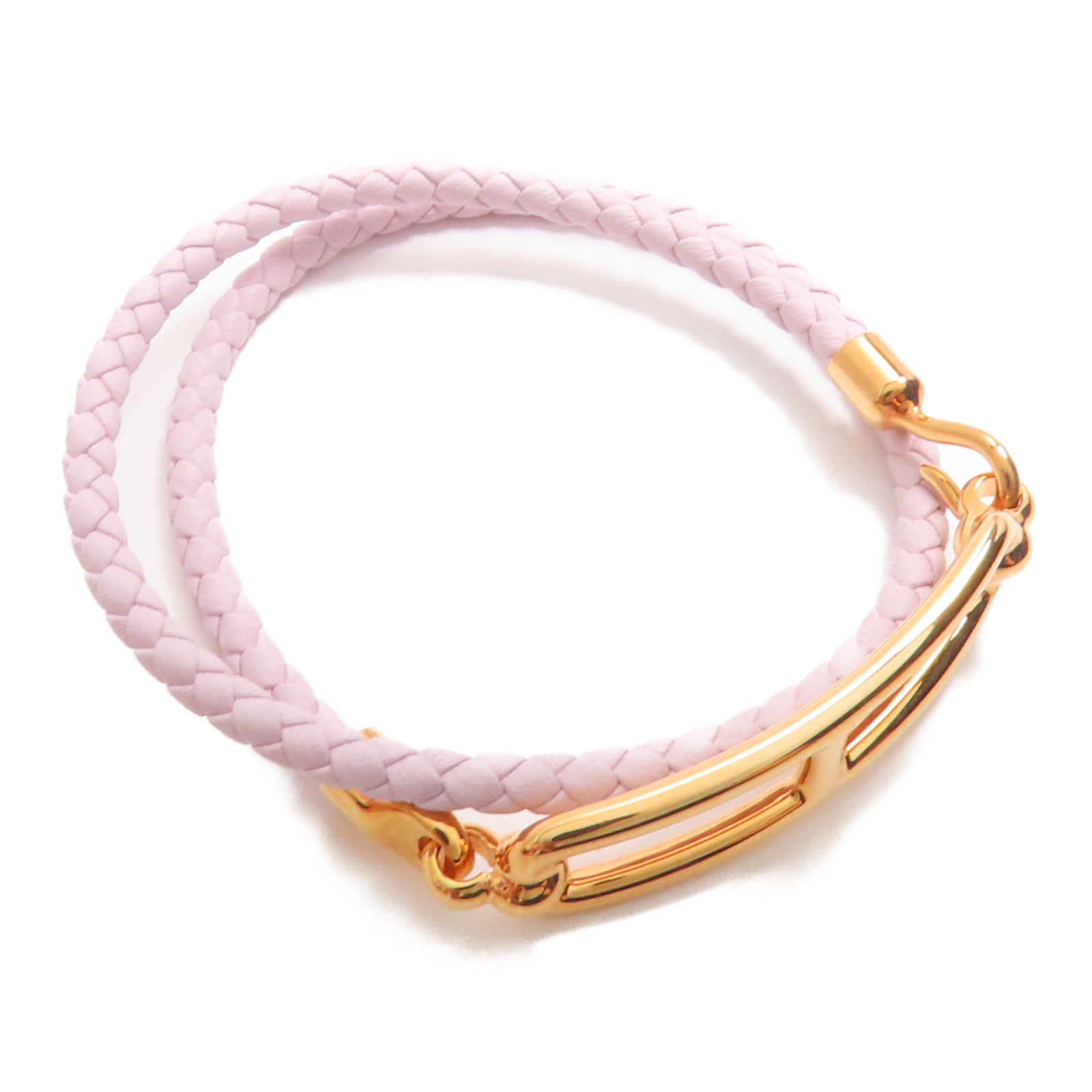 HERMES Swift皮革Roulis Double Tour手鏈Mauve Pale