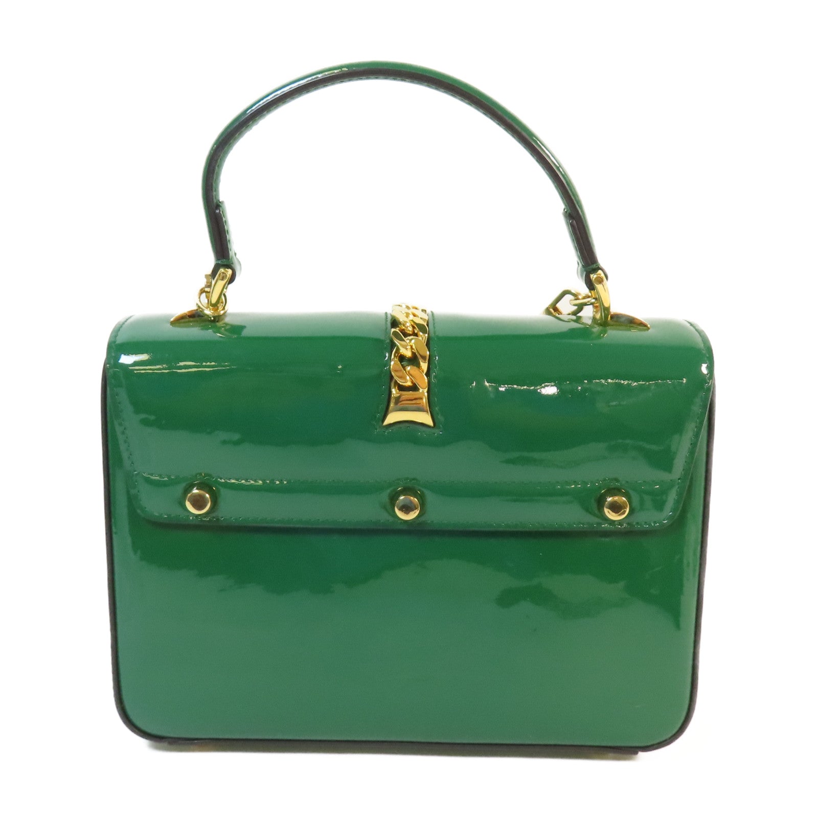 GUCCI 漆皮皮革Sylvie 1969 Bag金扣手挽肩背兩用袋