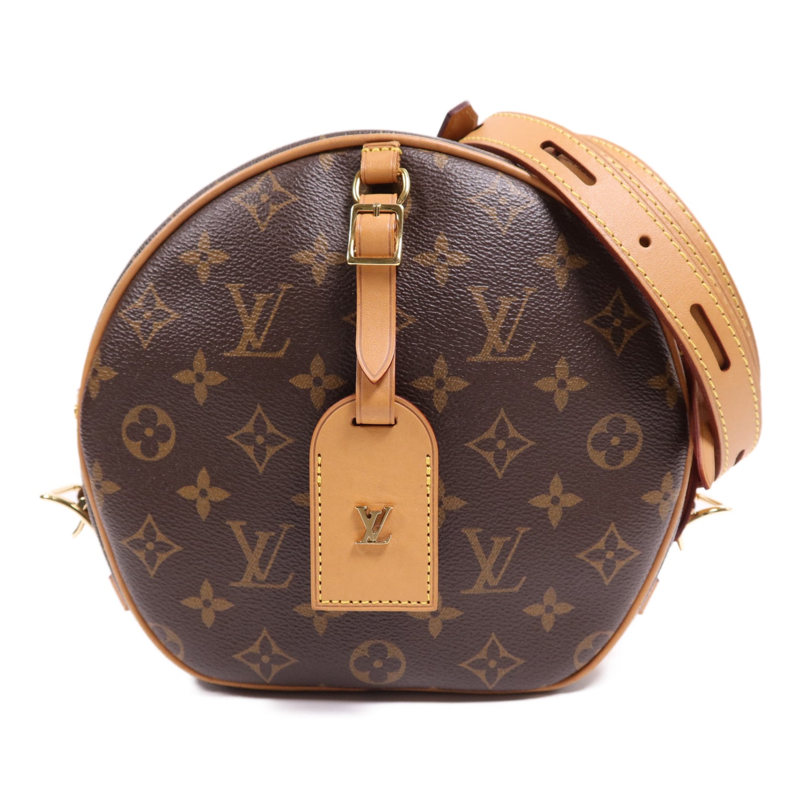 LOUIS VUITTON Monogram Boite Chapeau Souple金扣肩背袋棕色