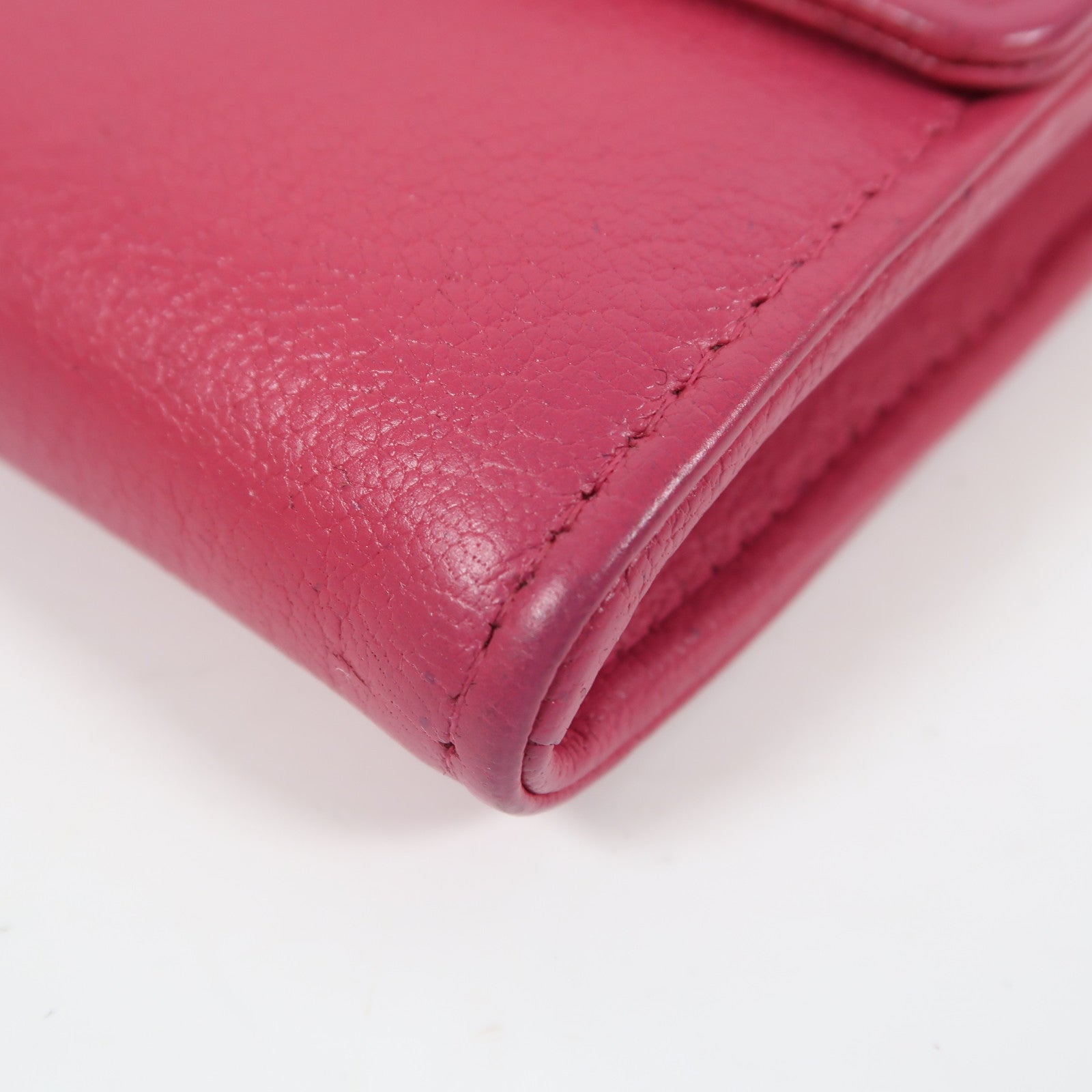 CHANEL 【激減優惠】牛皮皮革Long Wallet銀扣長錢包粉紅色