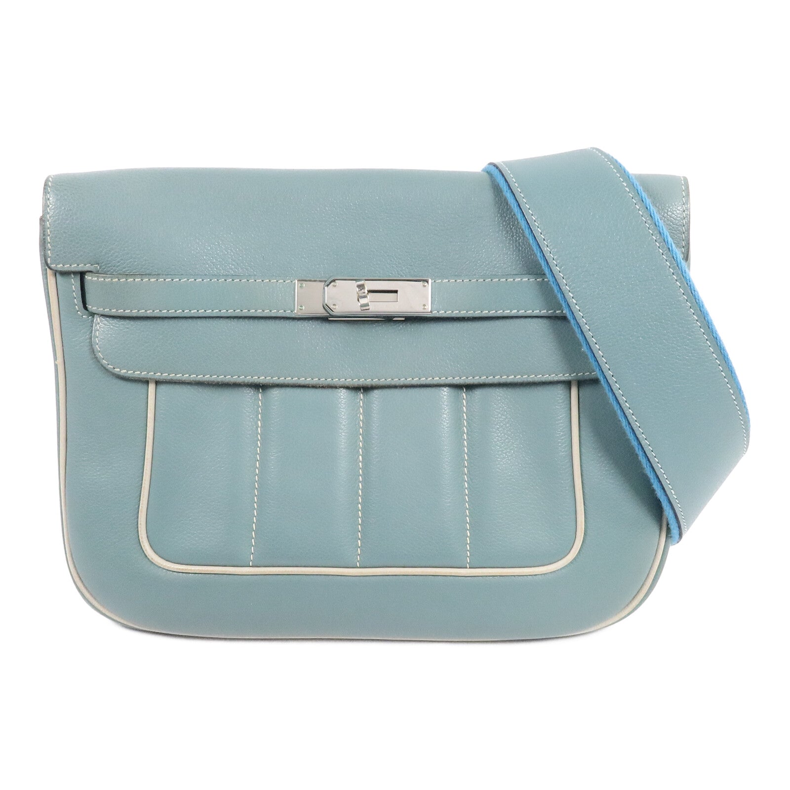 HERMES Evercolor皮革Berline 28肩背袋Ciel/Gris Perle