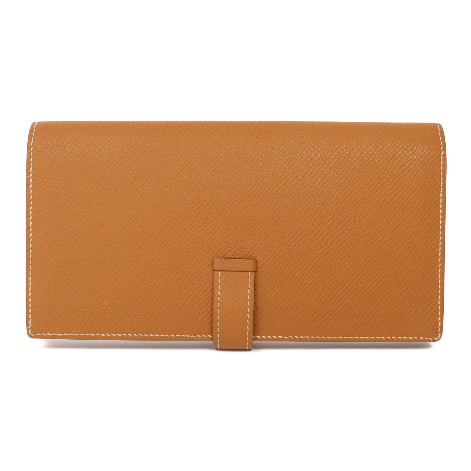 HERMES Epsom皮革Bearn W Snap銀扣長錢包Gold