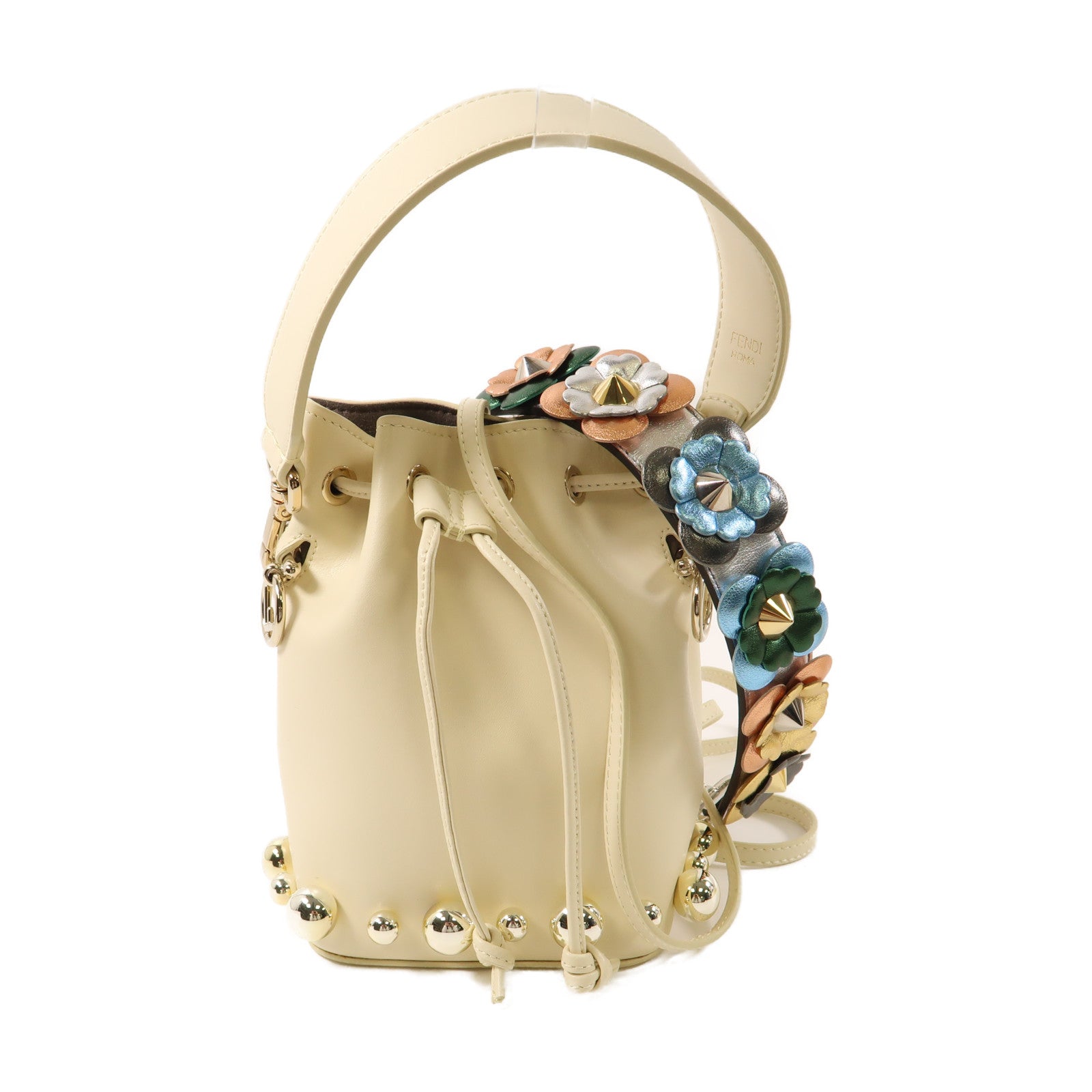 FENDI 【激減優惠】牛皮皮革Mon Tresor金扣手挽肩背兩用袋白色