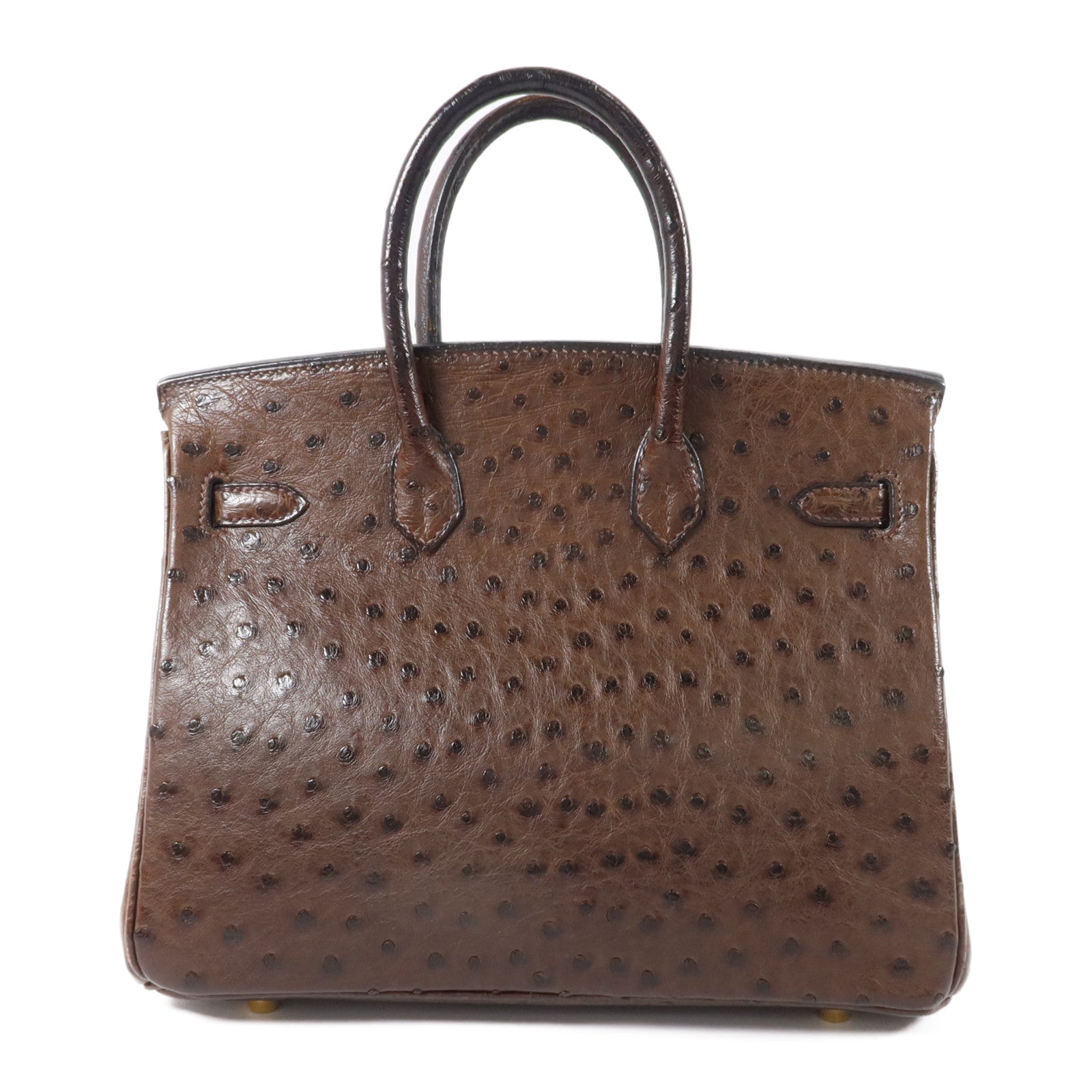 HERMES 鴕鳥皮革Birkin 25手挽袋Cacao