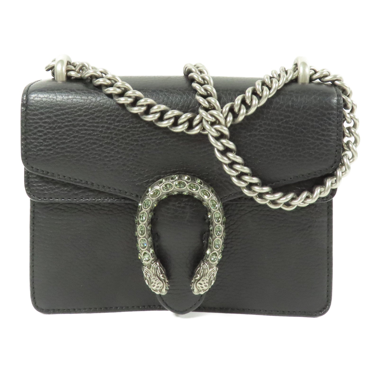GUCCI GG SHW Dionysus Chain Shoulder Bag Calfskin Leather Black