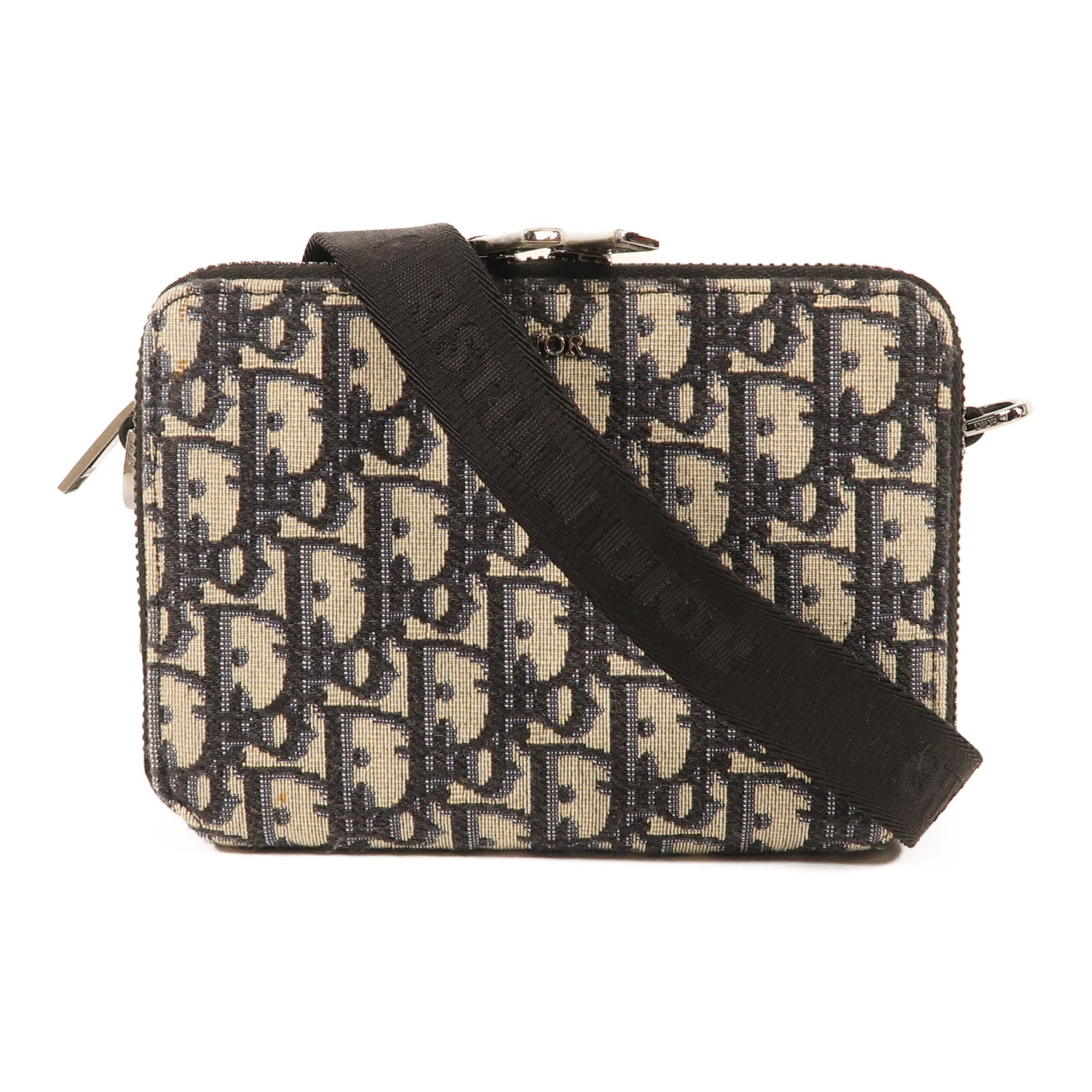 Dior 帆布Zipped Pouch With Strap銀扣肩背袋