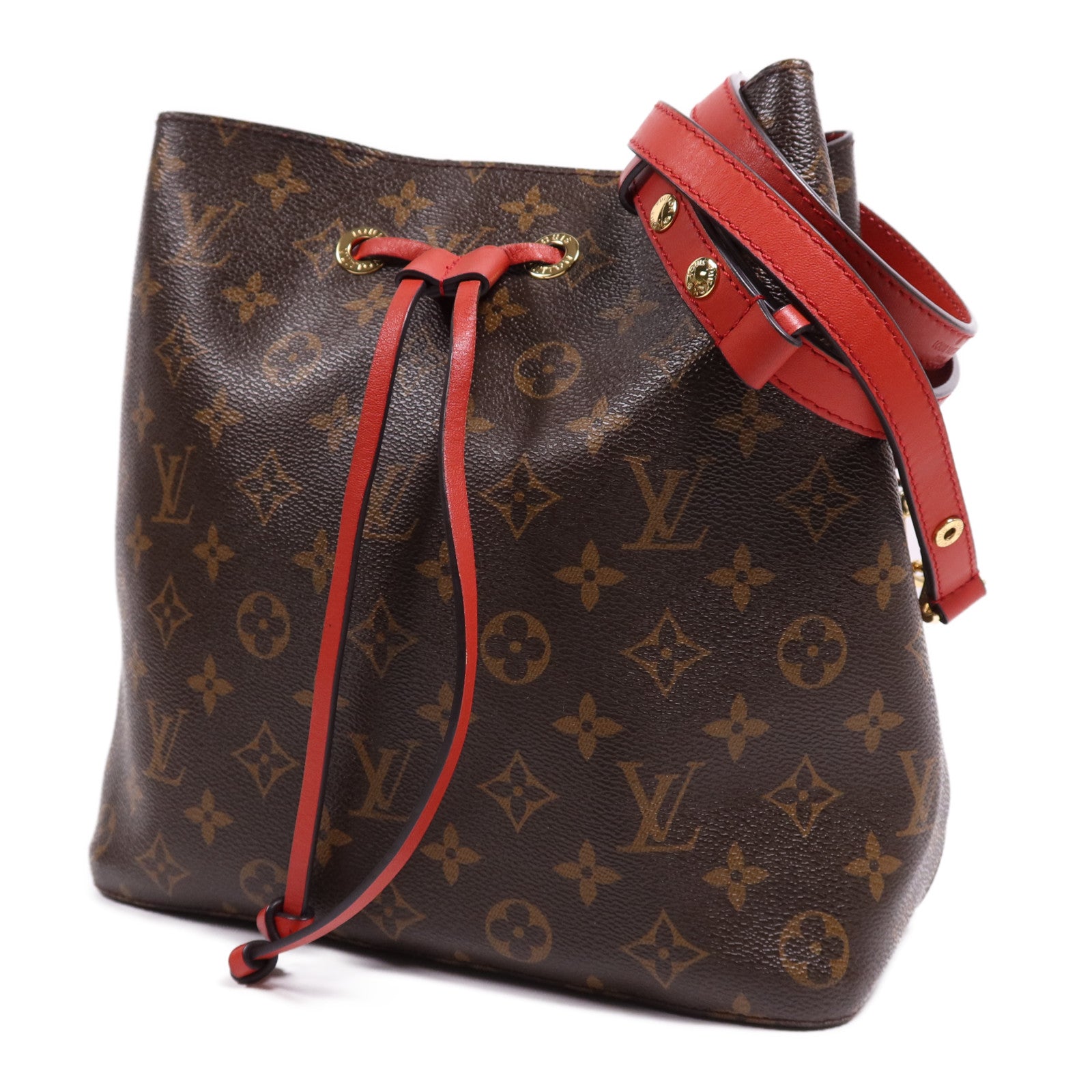 LOUIS VUITTON Monogram Neo Noe Bucket Bag金扣肩背袋Coquelicot