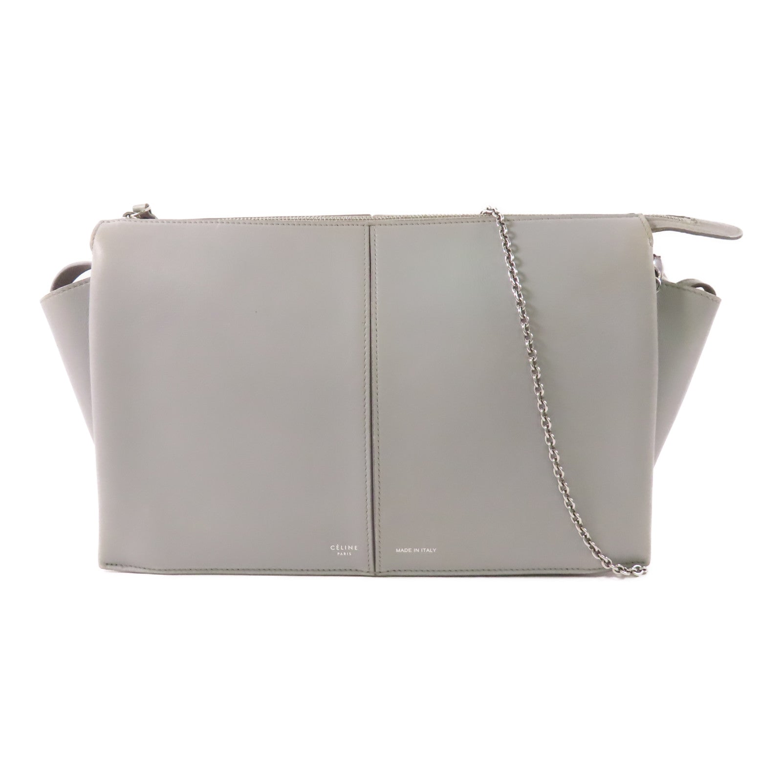 CELINE 【激減優惠】皮革Tri-fold Clutch Bag On Chain銀扣鏈帶肩背袋