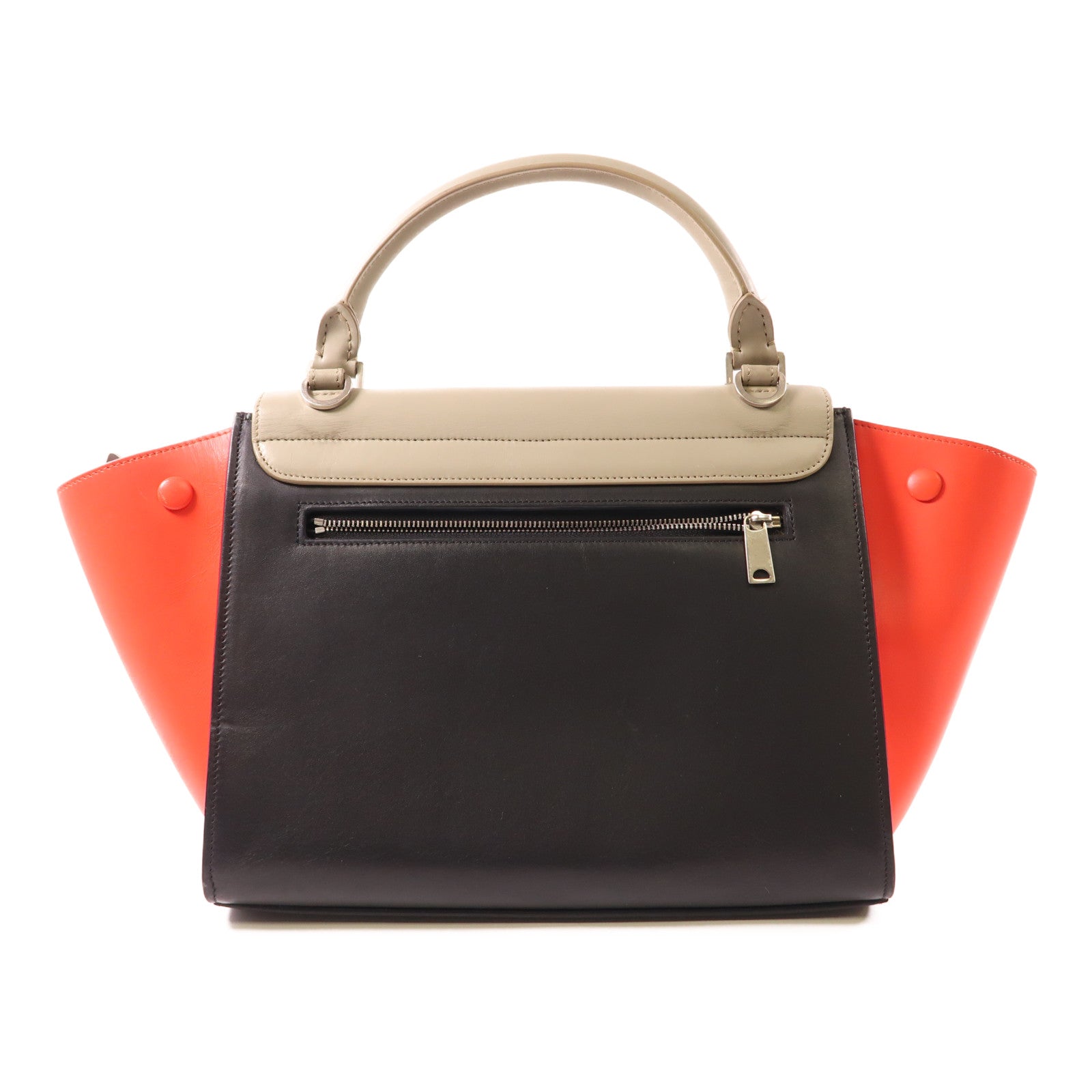 CELINE 牛皮皮革Trapeze銀扣手挽肩背兩用袋