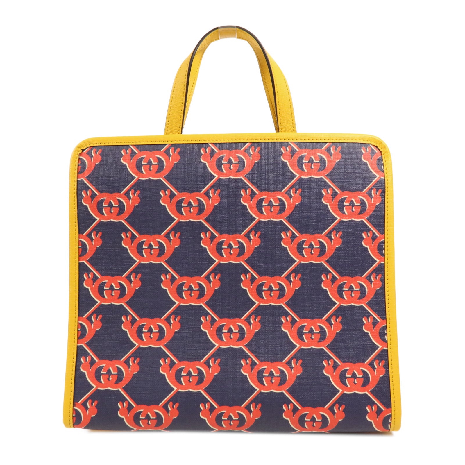 GUCCI 塗層帆布Childrens銀扣手挽袋