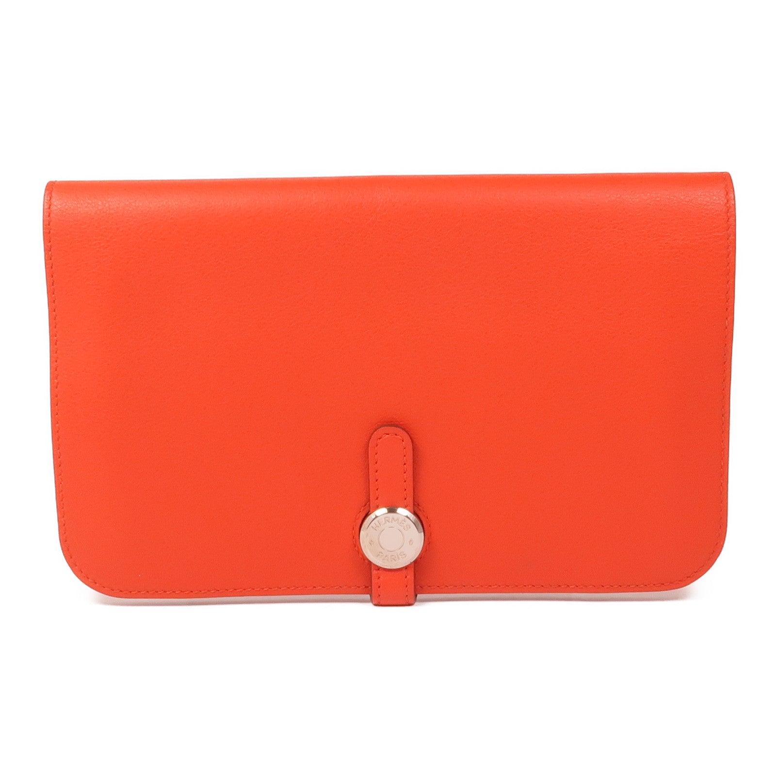 HERMES Swift皮革Dogon GM銀扣長錢包Capucine