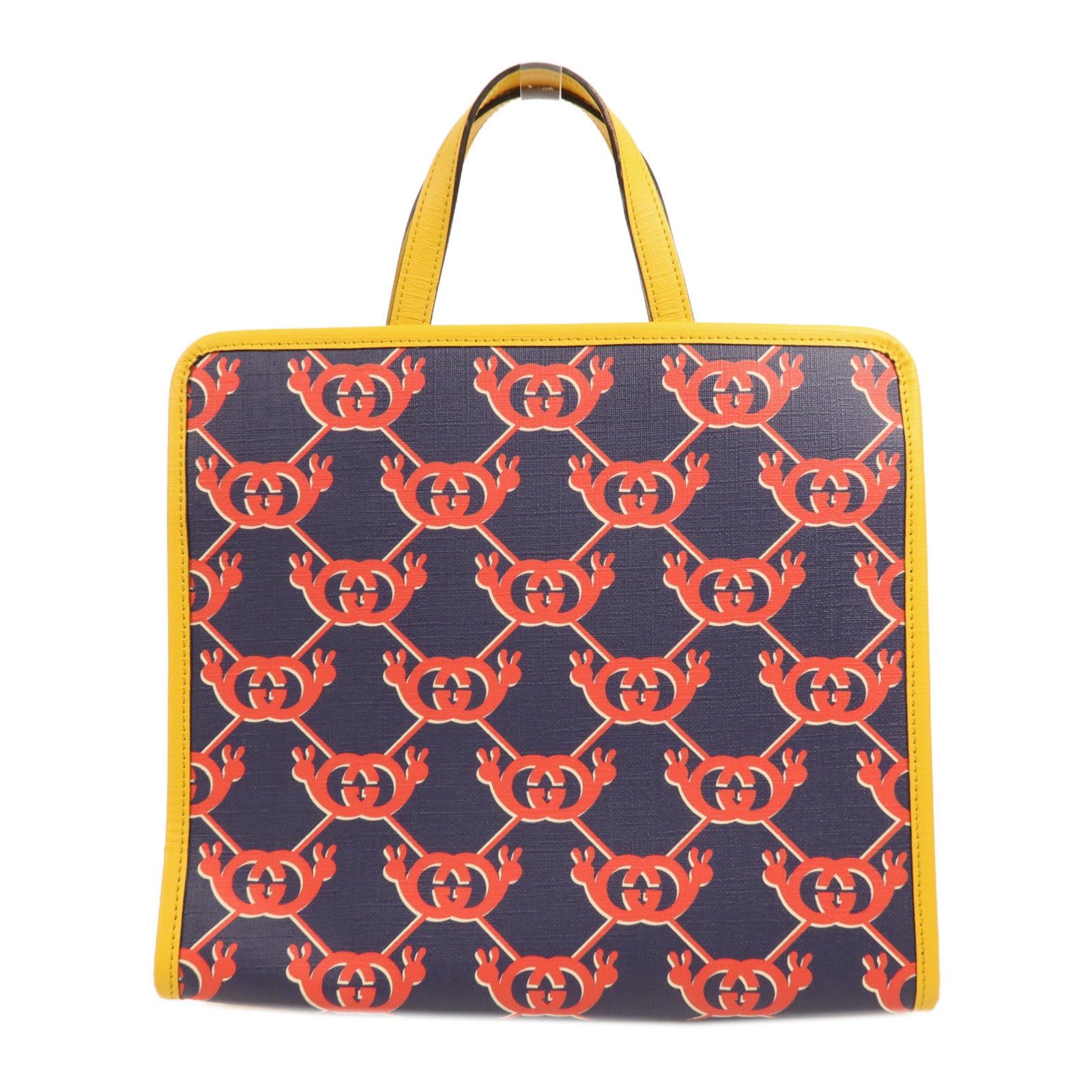 GUCCI 塗層帆布Childrens銀扣手挽袋