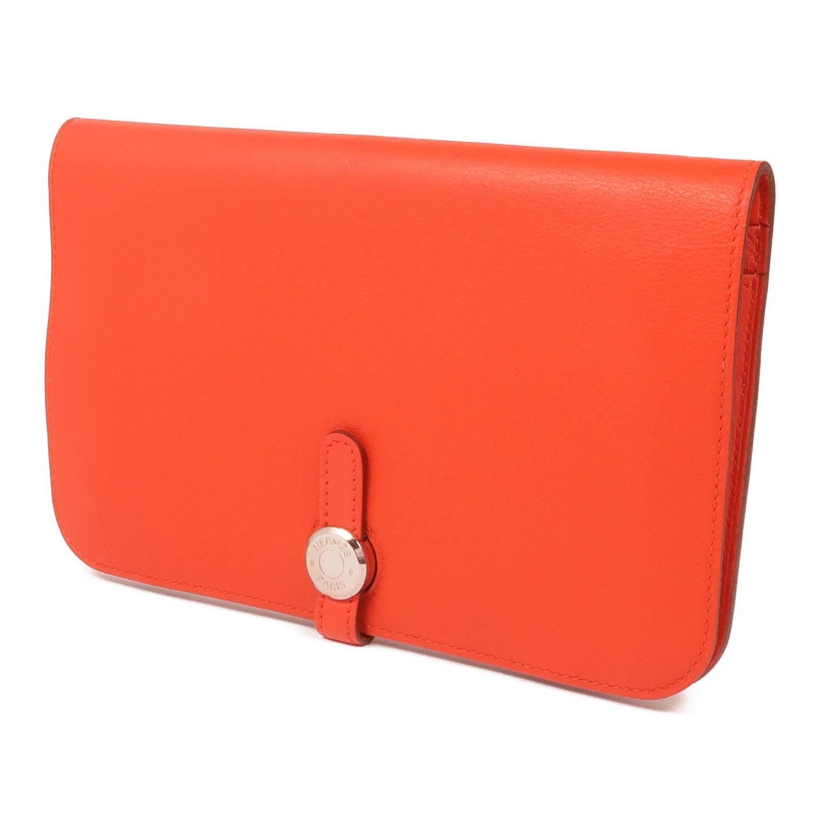 HERMES Swift皮革Dogon GM銀扣長錢包Capucine