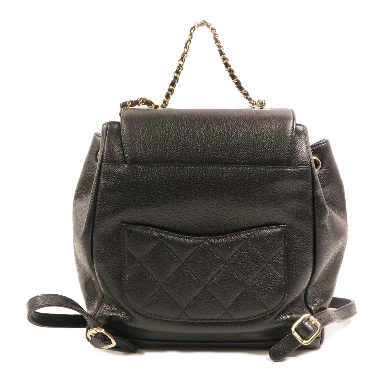 CHANEL 牛皮皮革Affinity Backpack金扣鏈帶背包
