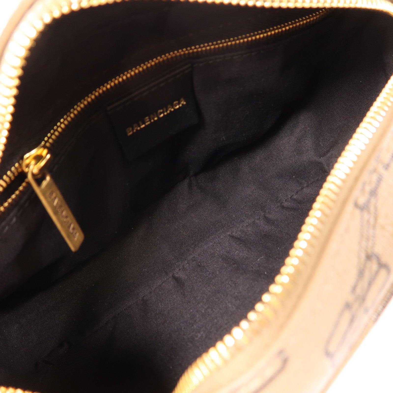 BALENCIAGA GHW Signature Small Shoulder Bag 702701 Coated Canvas Brown