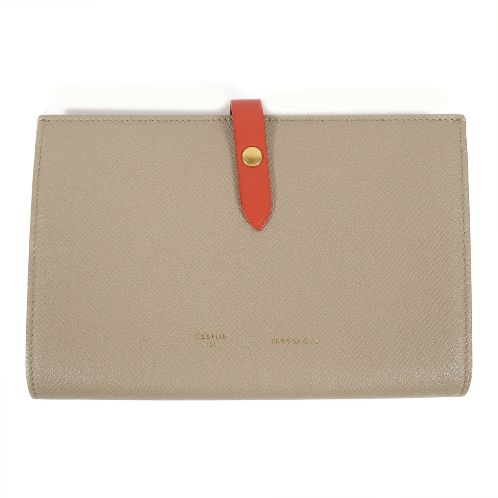 CELINE 【激減優惠】牛皮皮革Long Wallet金扣長錢包啡色/紅色