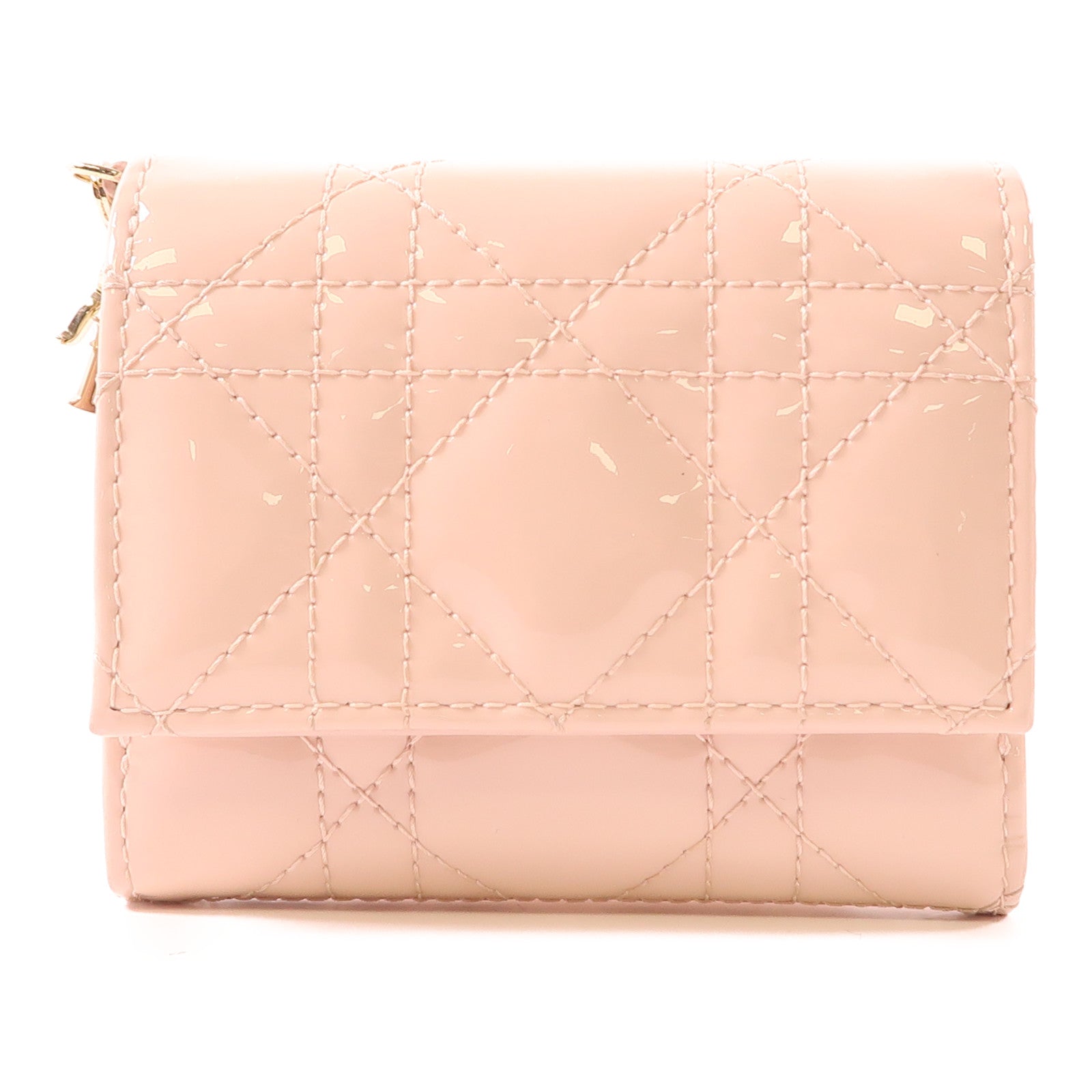 Dior 漆皮皮革Lady Dior Lotus Wallet金扣錢包