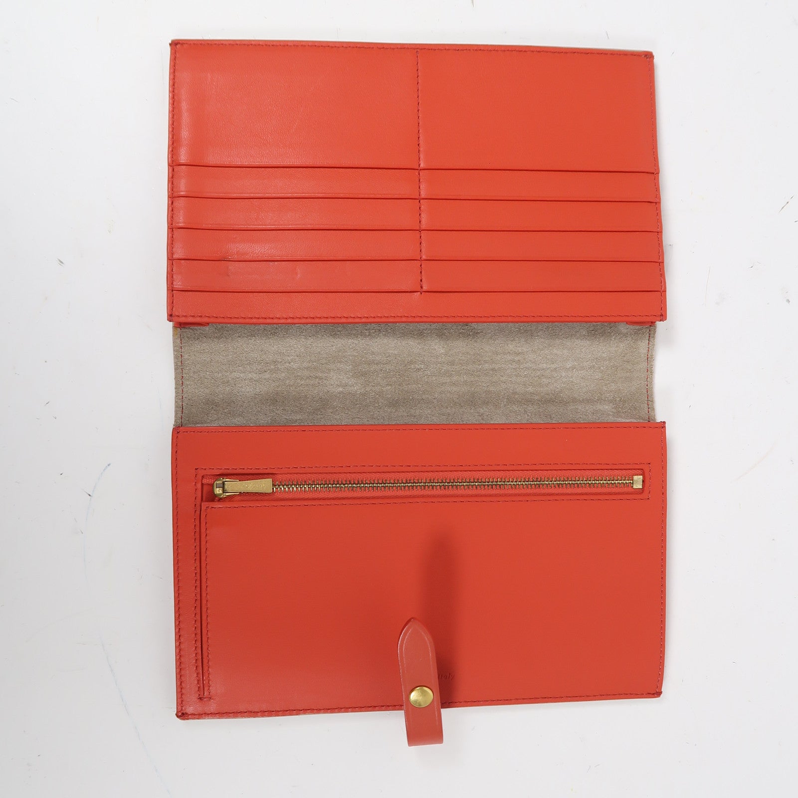 CELINE 【激減優惠】牛皮皮革Long Wallet金扣長錢包啡色/紅色