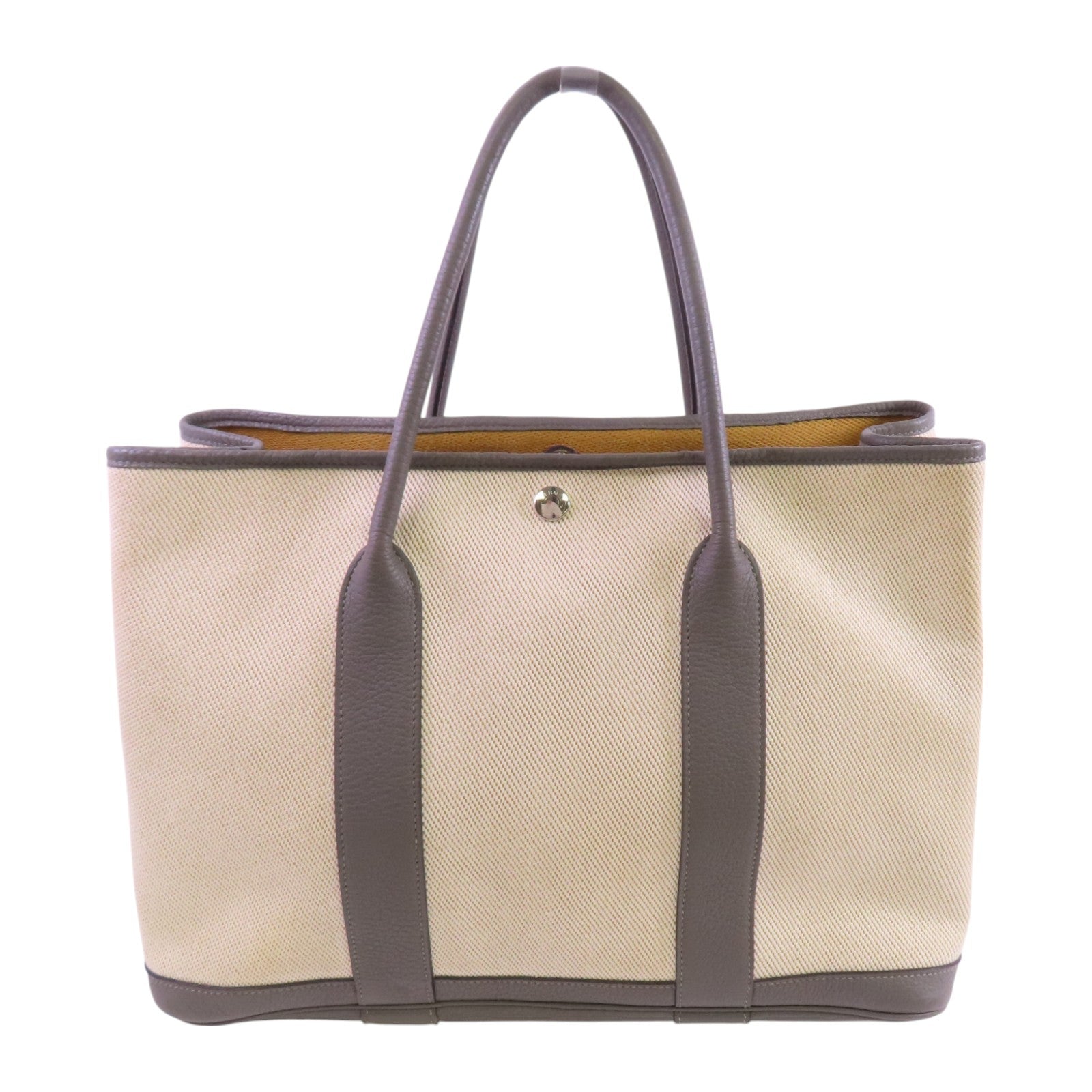 HERMES 【激減優惠】帆布GardenParty PM銀扣手挽袋