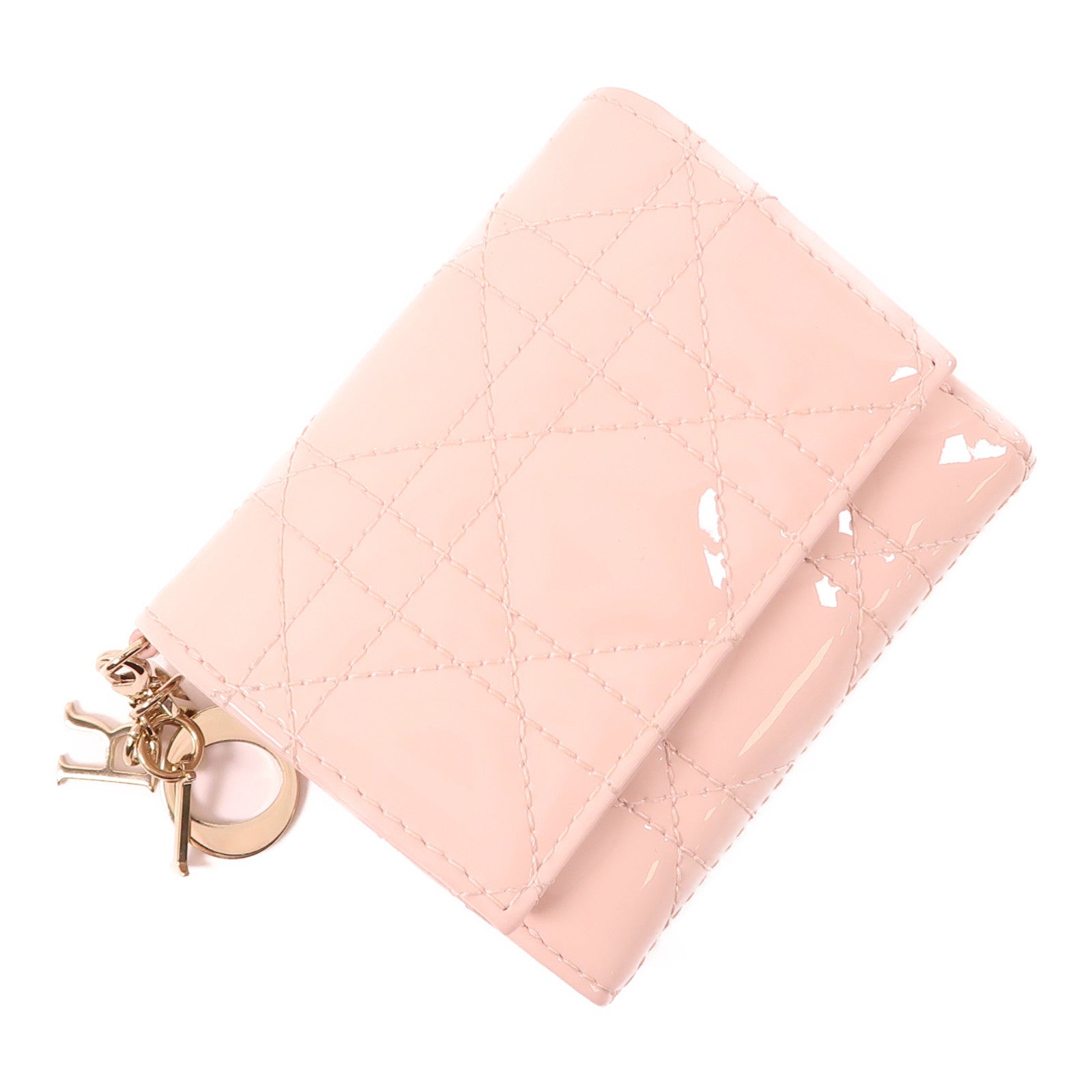 Dior CD GHW Lady Dior Lotus Wallet S0181OVRB_M413 Patent Leather Pink