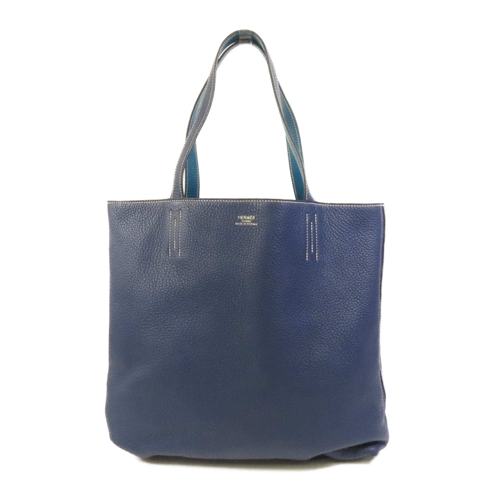 HERMES Clemence皮革Double Sens肩背袋Bleu Nuit