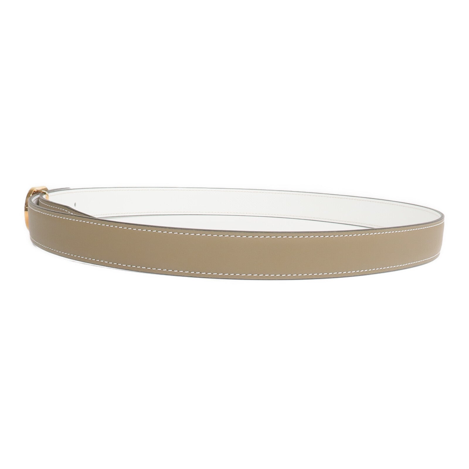 HERMES Swift/Epsom皮革Rivage Belt皮帶Etoupe/Blanc