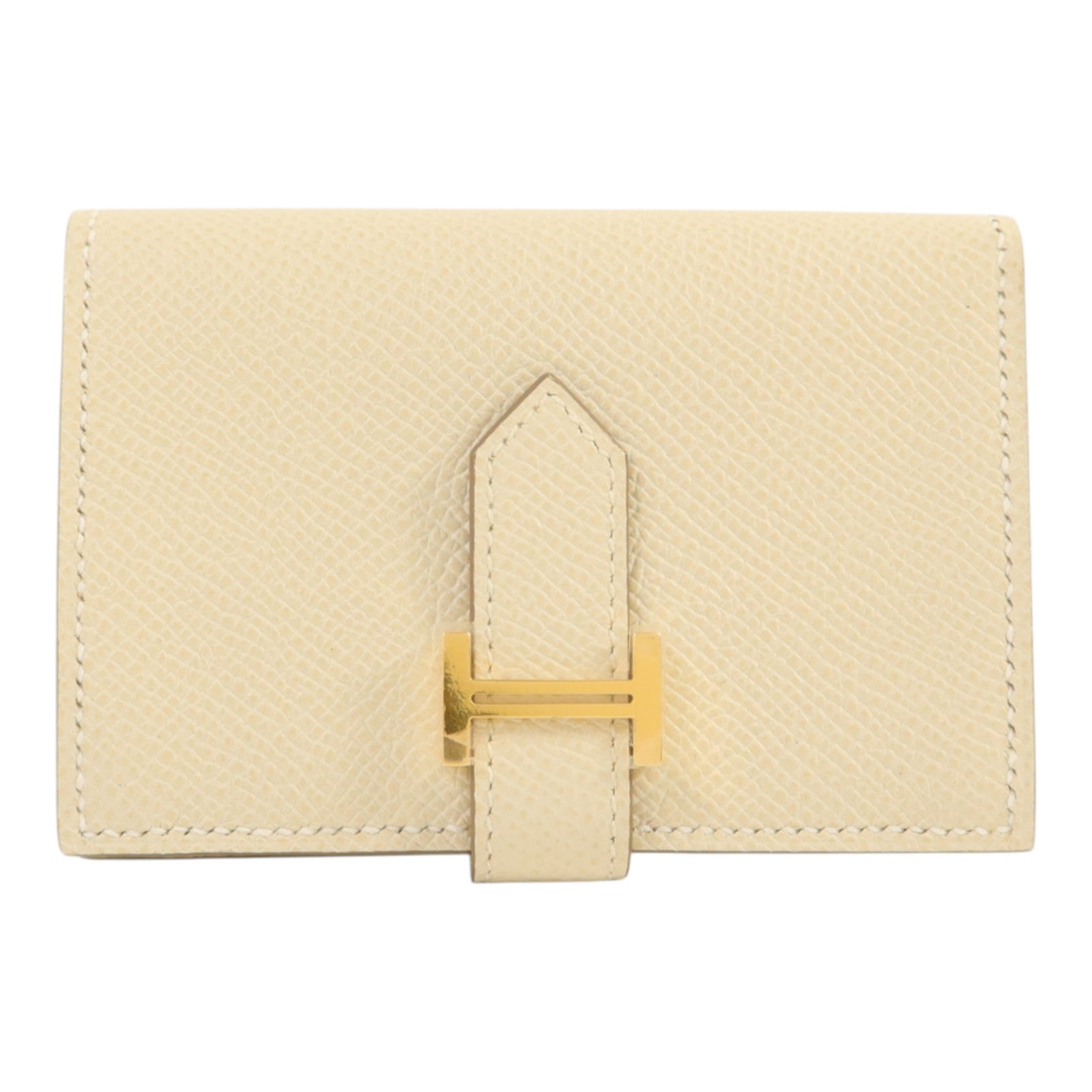 HERMES Epsom皮革Bearn Cardholder金扣卡片套Craie