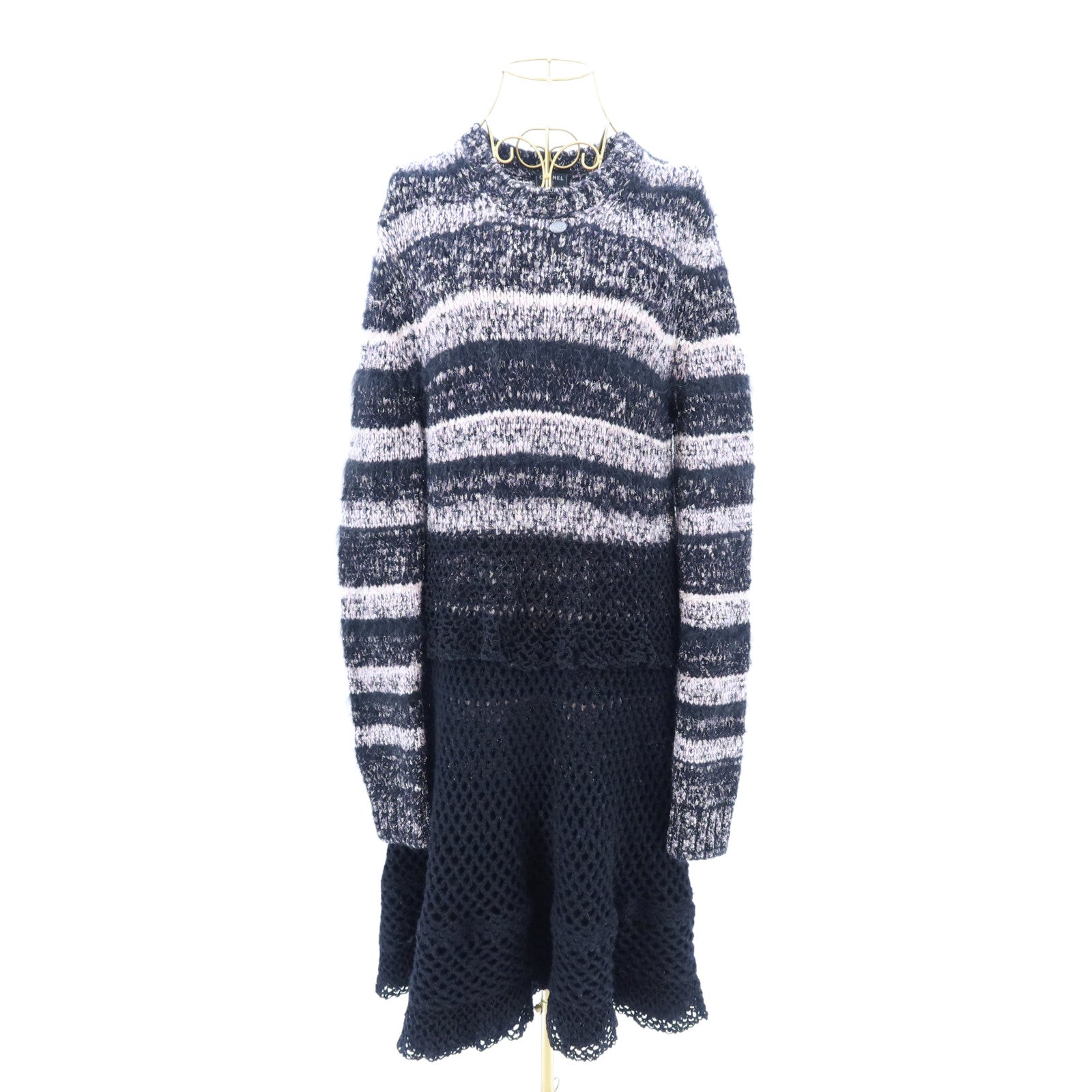 CHANEL Viscose/Polyamide Knit Long-Sleeved Dress連身裙