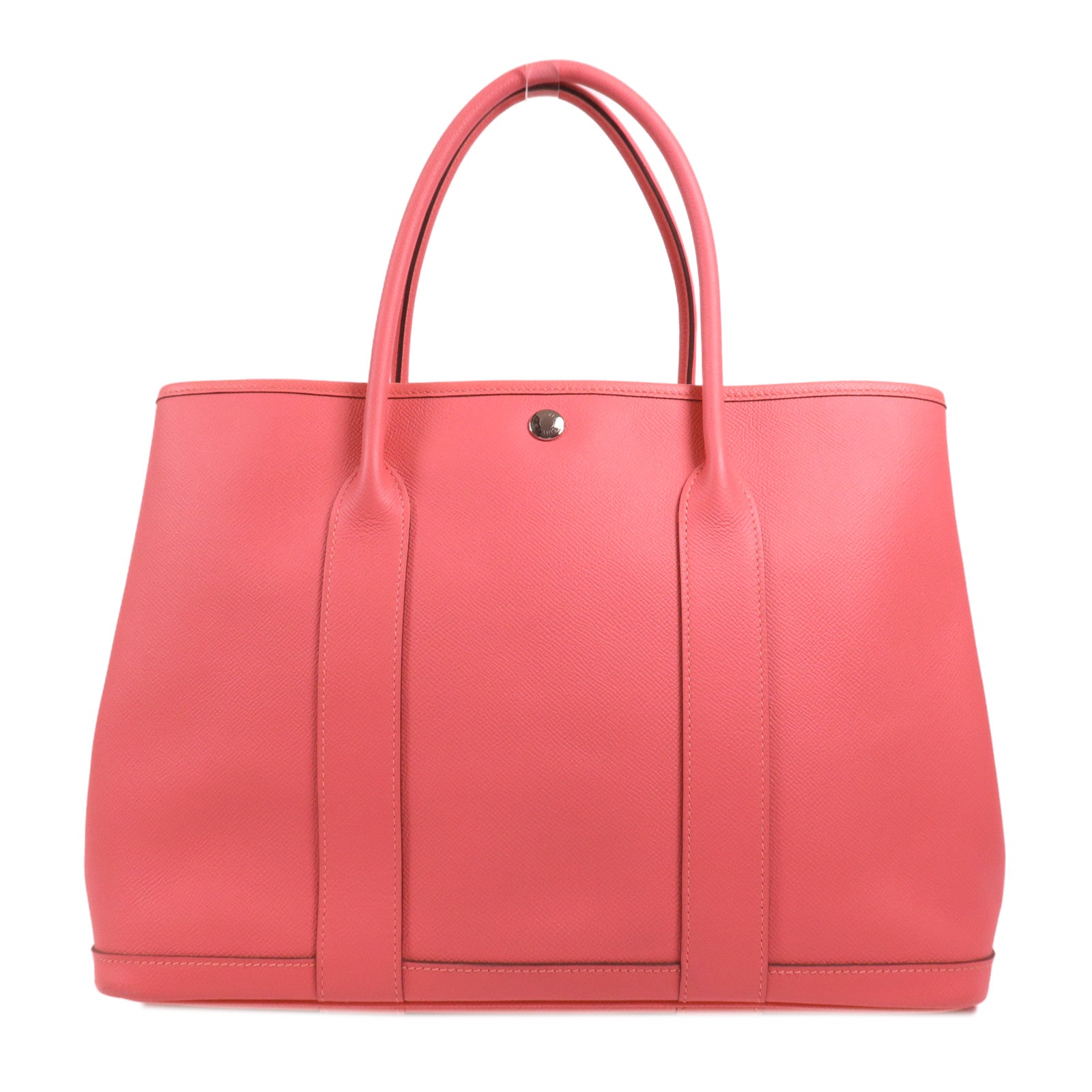 HERMES Epsom皮革Garden Party PM銀扣手挽袋Rose Azalee