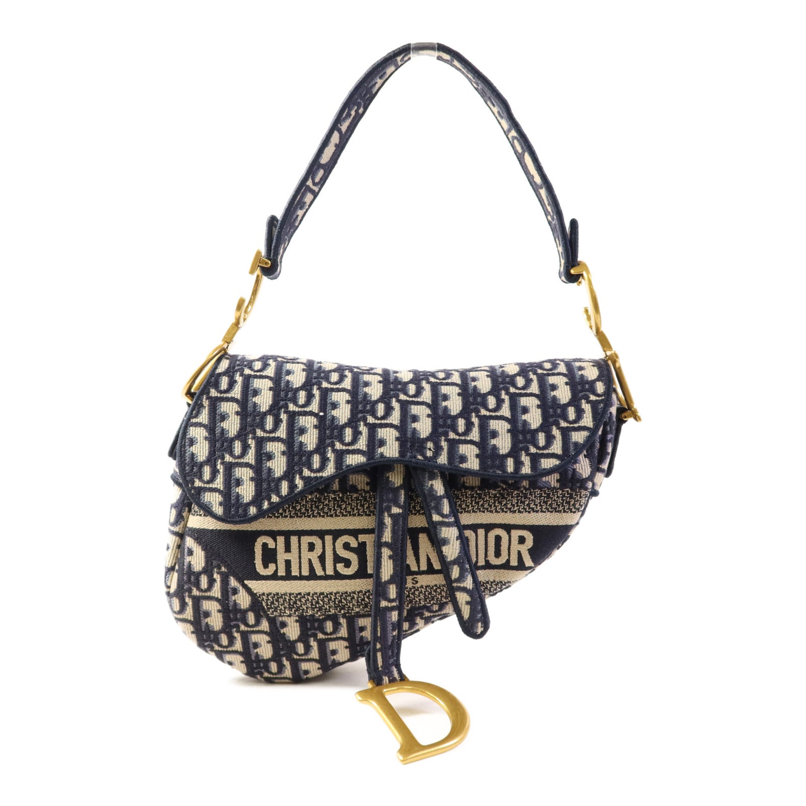 Dior 帆布Saddle Bag金扣手挽袋