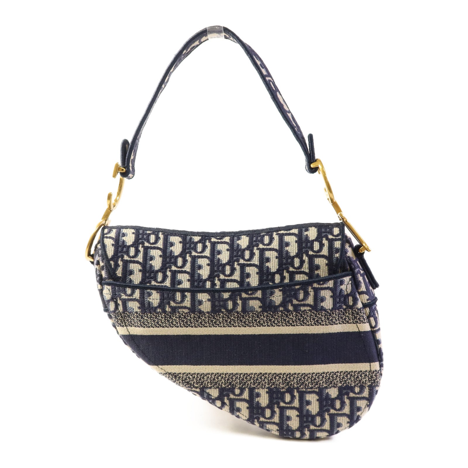 Dior 帆布Saddle Bag金扣手挽袋