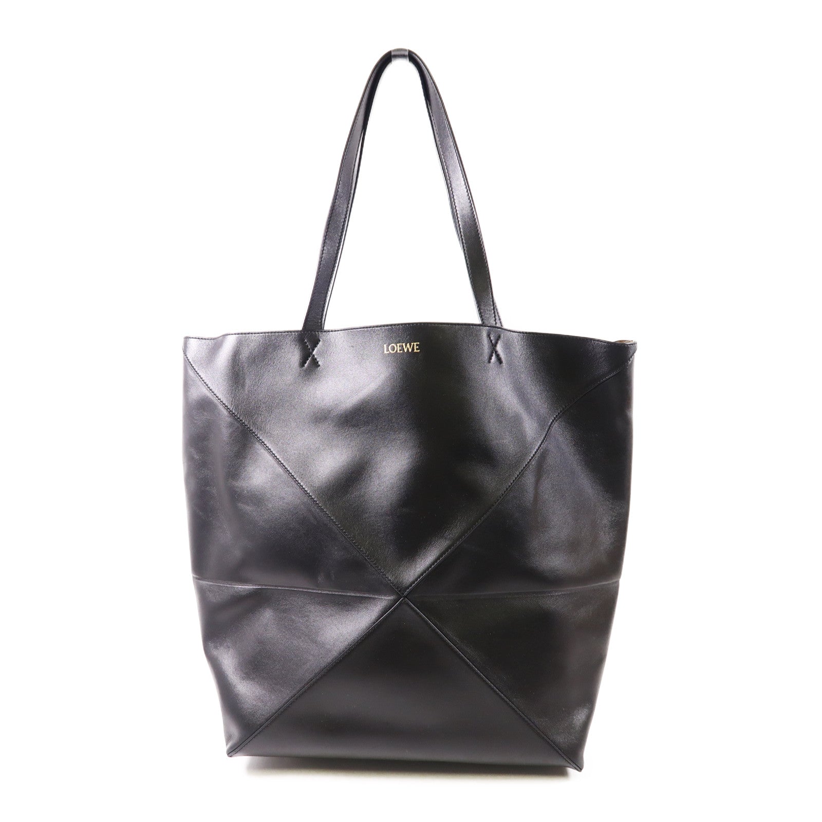 LOEWE XL Puzzle Fold Tote Bag Calfskin Leather Black