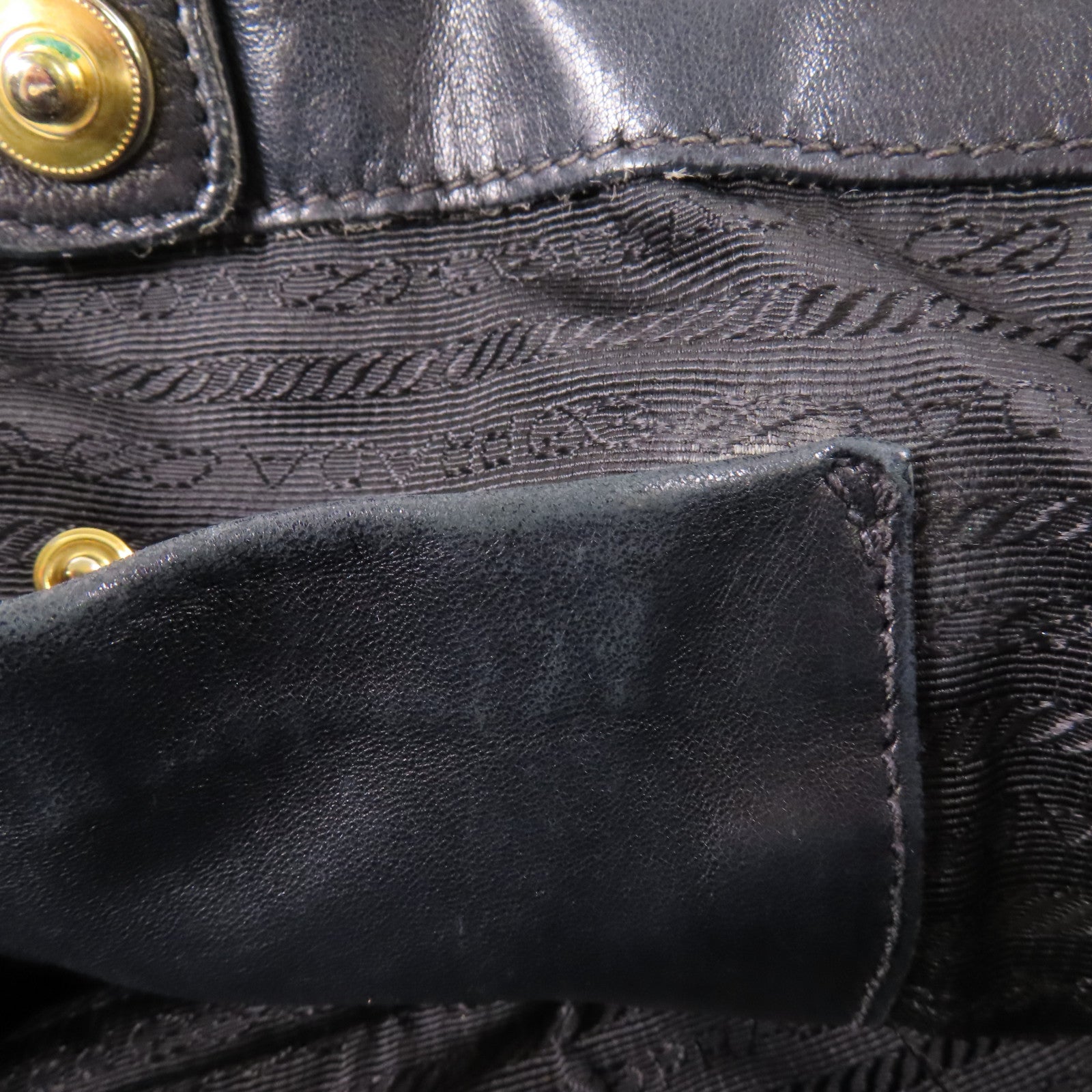 PRADA GHW 2 Way Shoulder Bag BN1791 Nylon/Lambskin Leather Black