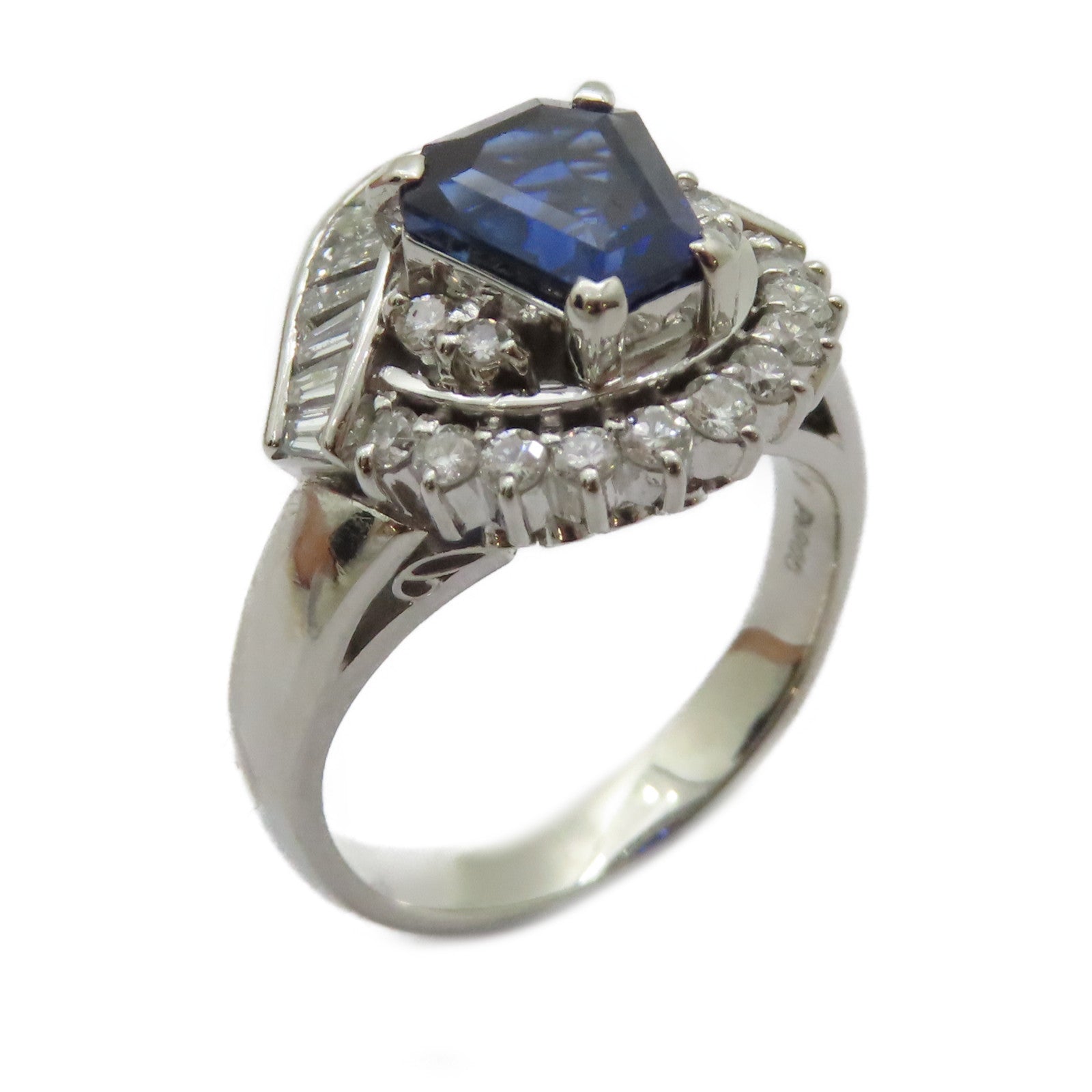 JEWELRY 【激減優惠】PT900鉑金Sapphire Diamond Ring 1.98ct