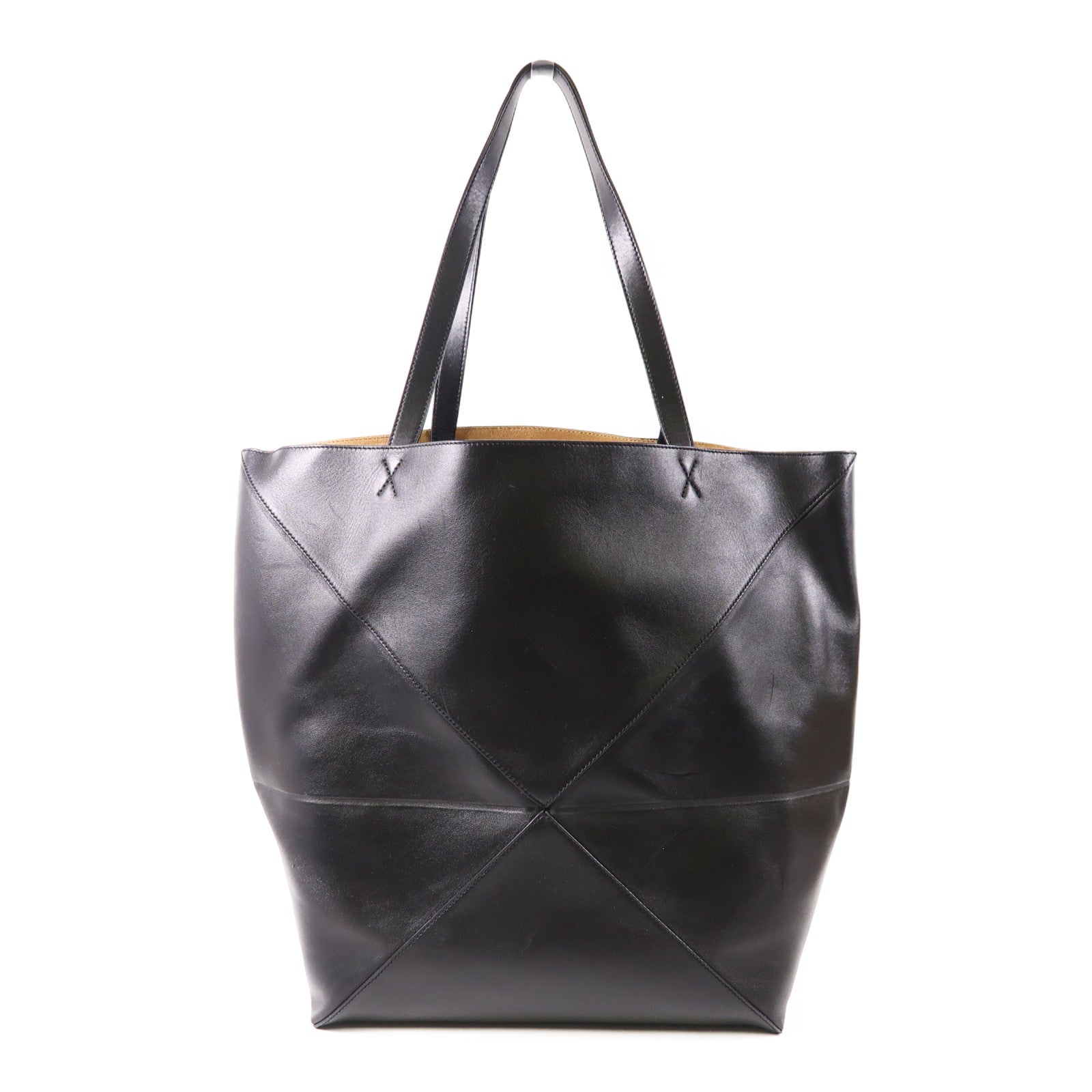 LOEWE XL Puzzle Fold Tote Bag Calfskin Leather Black