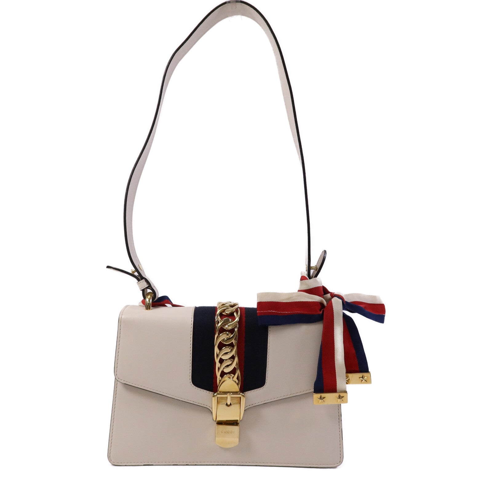GUCCI 【激減優惠】牛皮皮革Sylvie金扣肩背袋