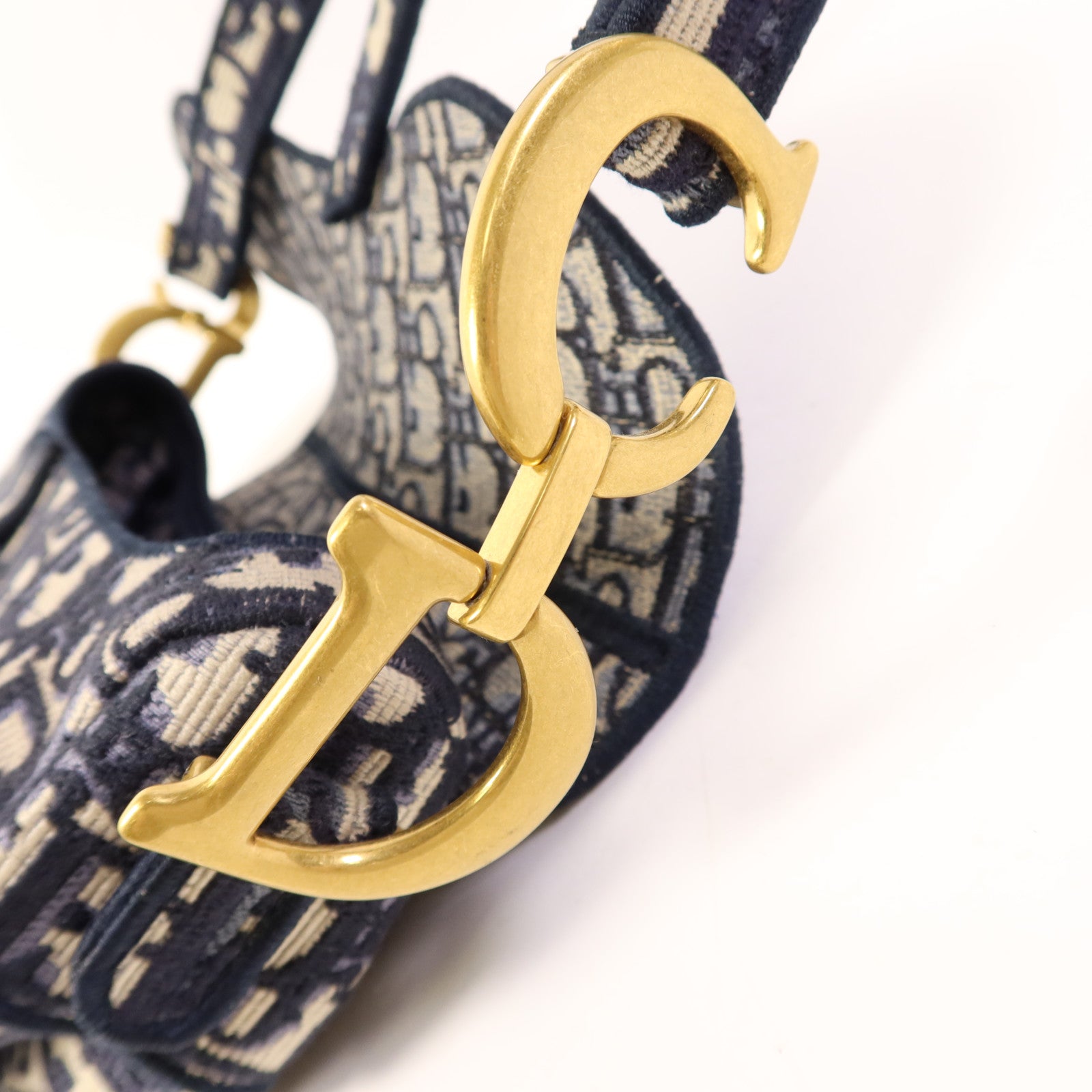 Dior 帆布Saddle Bag金扣手挽袋