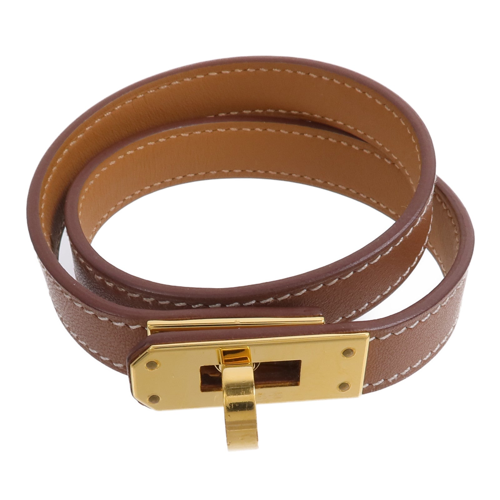 HERMES Swift皮革Mini Kelly Double Tour Bracelet手帶Gold