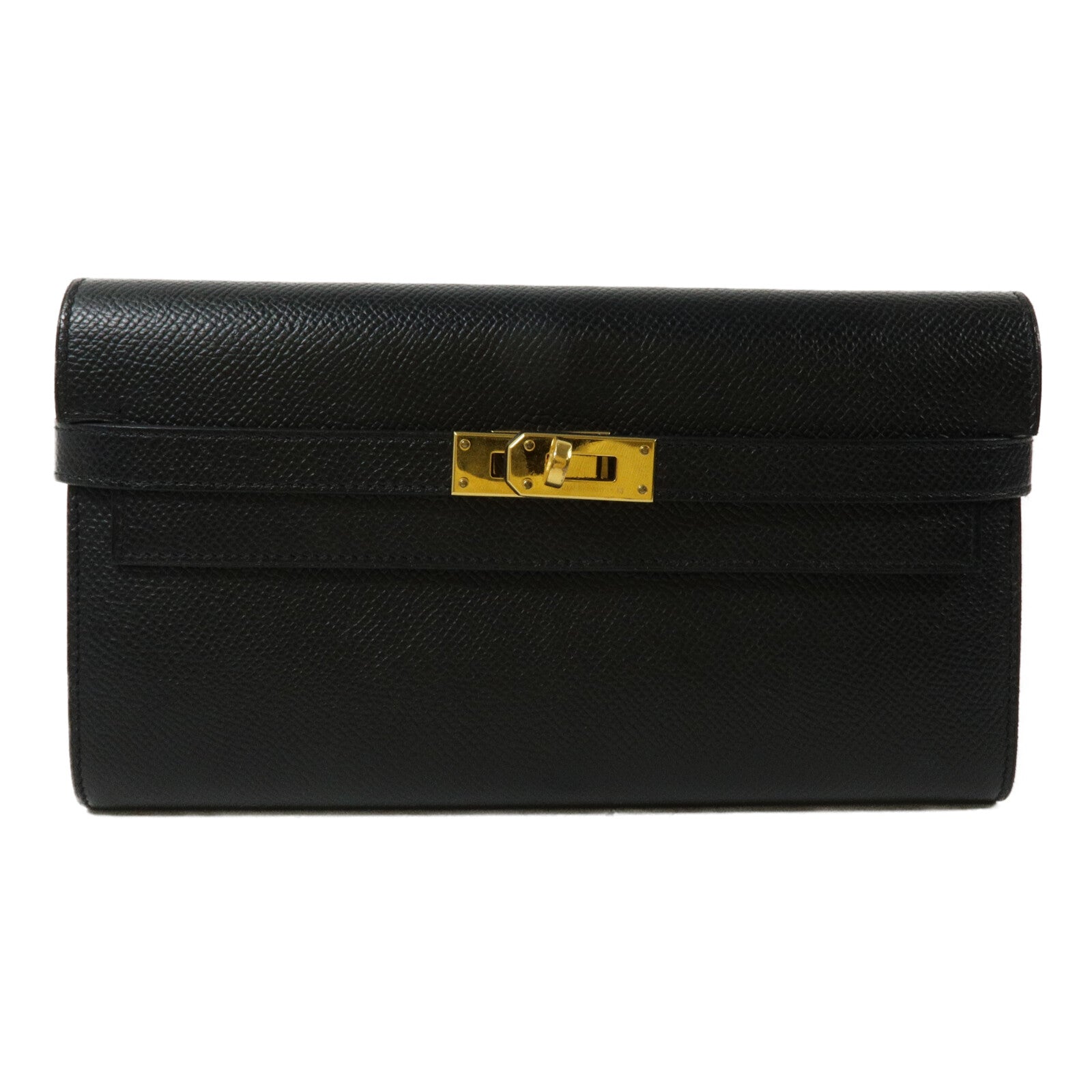 HERMES Epsom皮革Kelly Long Wallet長錢包Noir