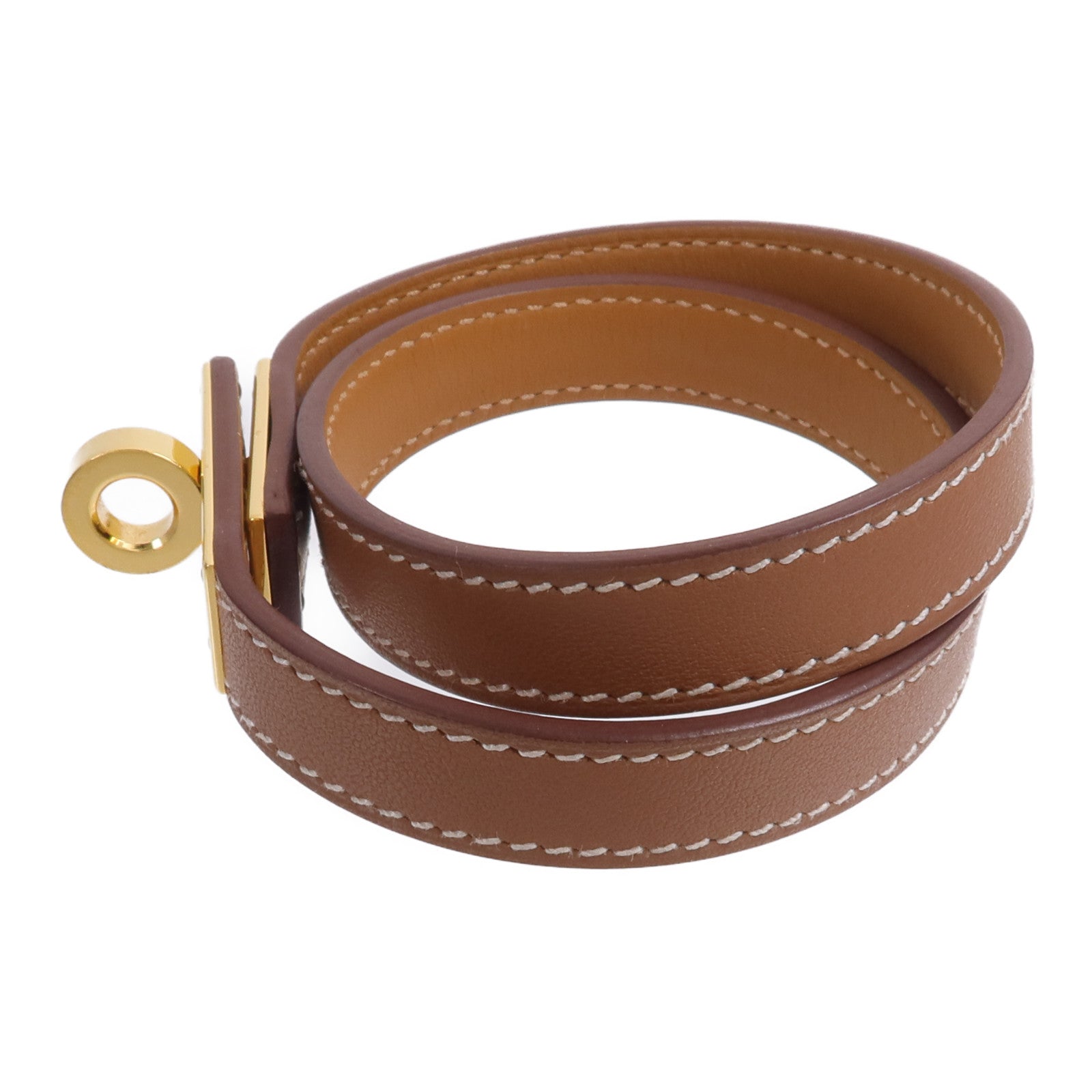 HERMES Swift皮革Mini Kelly Double Tour Bracelet手帶Gold