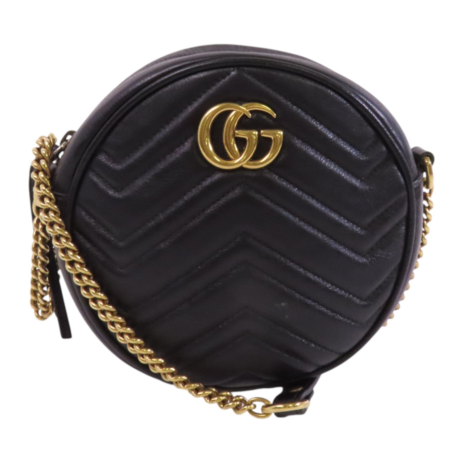 GUCCI 【激減優惠】牛皮皮革GG Marmont金扣鏈帶肩背袋