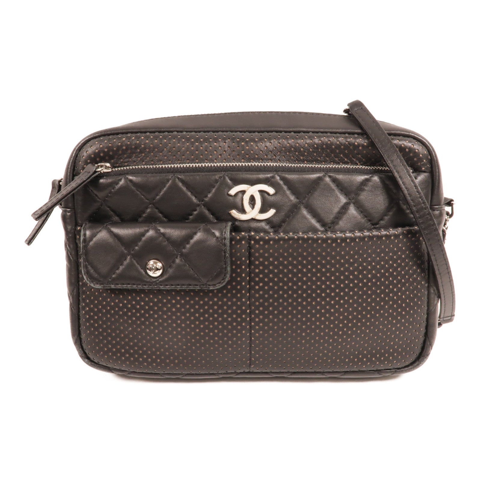 CHANEL 羊皮皮革Perforated Multi Pocket Camera Case肩背袋