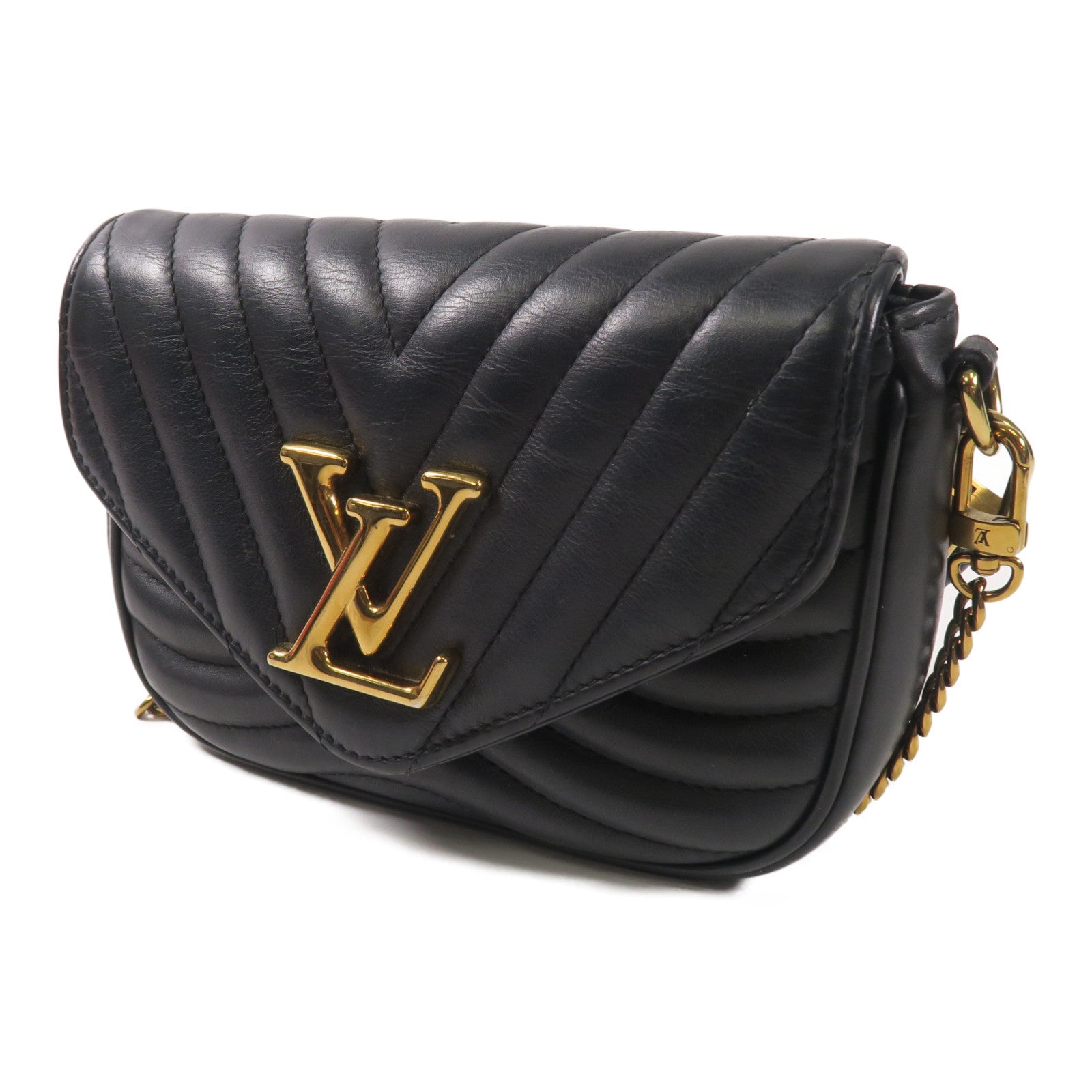 LOUIS VUITTON LV GHW New Wave 2 Way Bag M56461 Calfskin Leather Black
