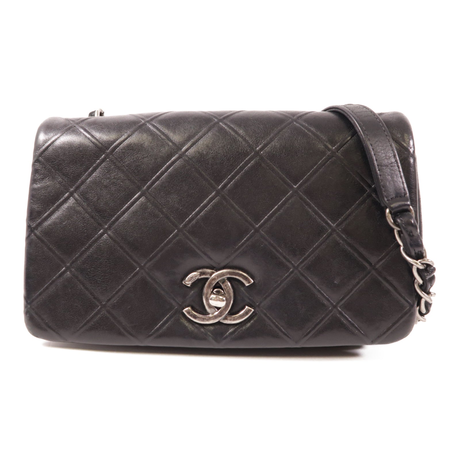 CHANEL 【激減優惠】牛皮皮革Chain Shoulder銀扣鏈帶肩背袋