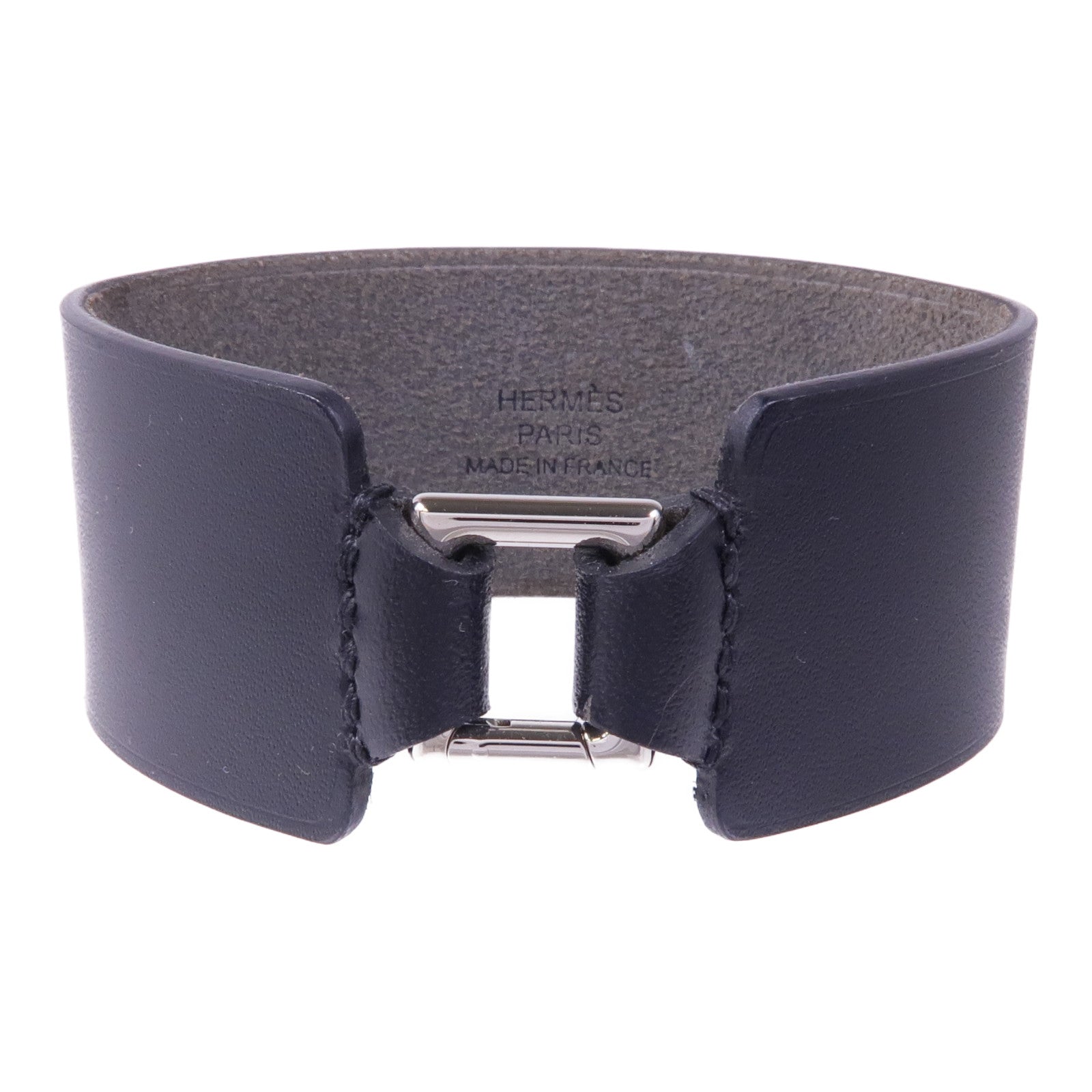 HERMES Swift皮革Cuir Bracelet銀扣手帶Noir