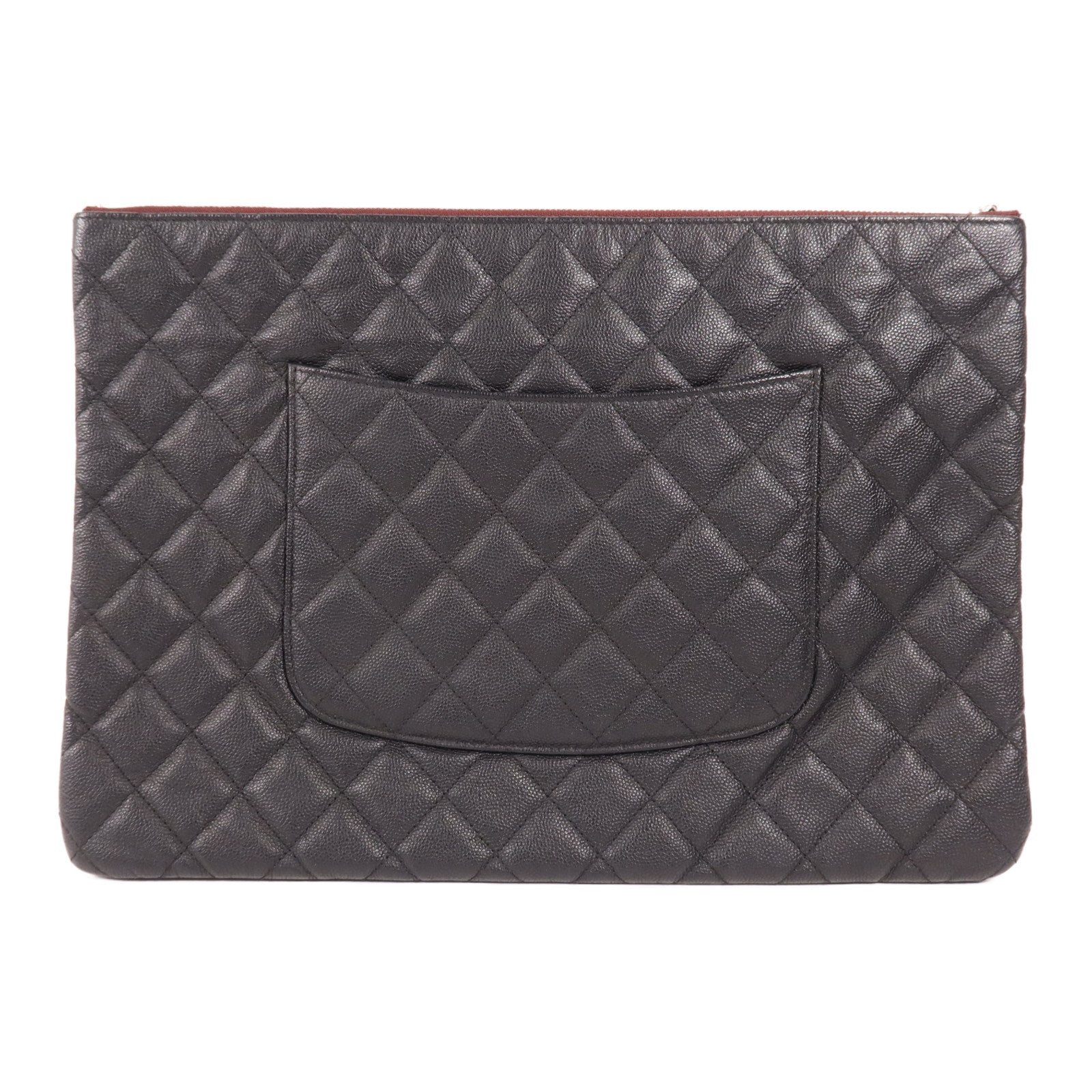 CHANEL 牛皮皮革O-Case銀扣手拿包