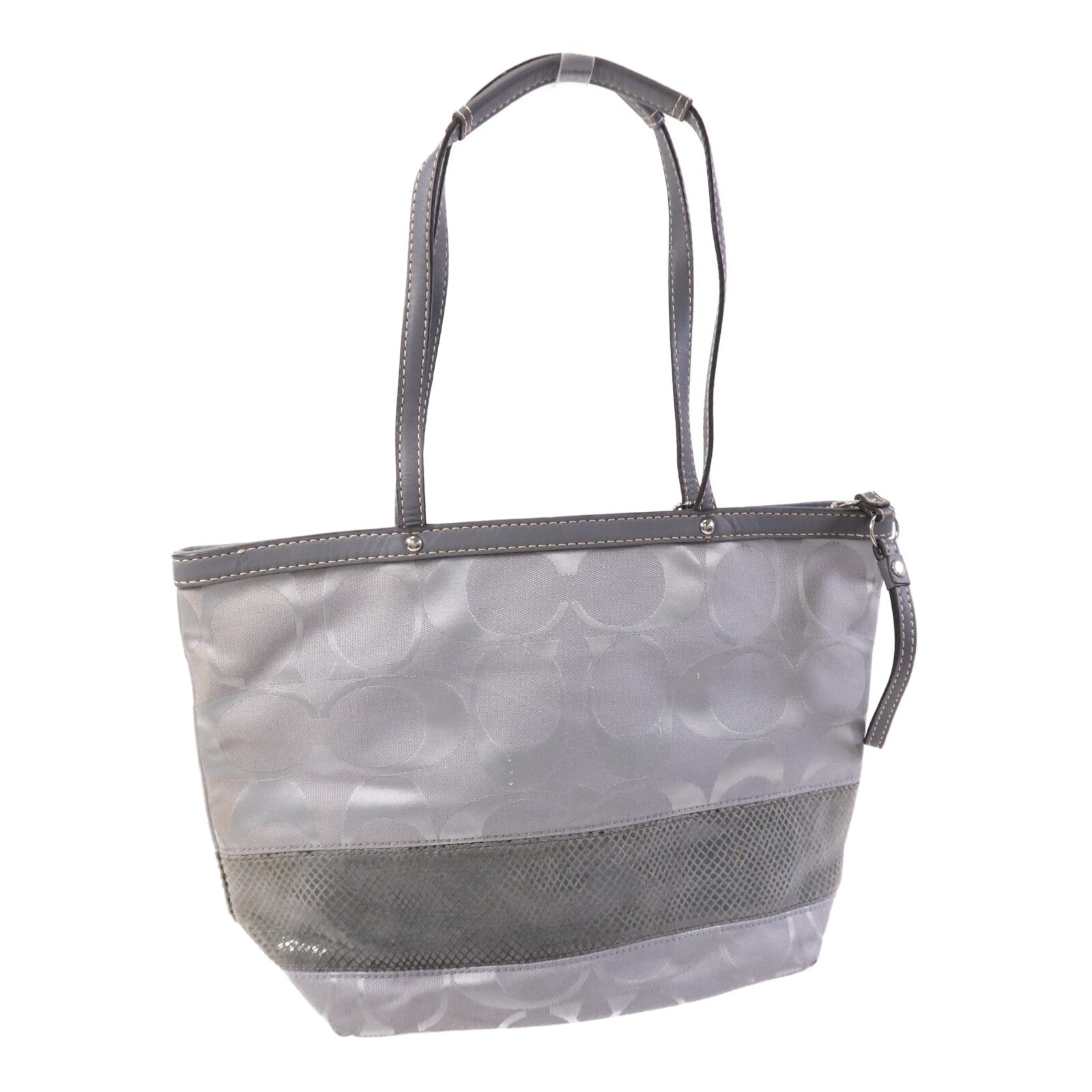 COACH 【激減優惠】帆布Tote Bag銀扣肩背袋