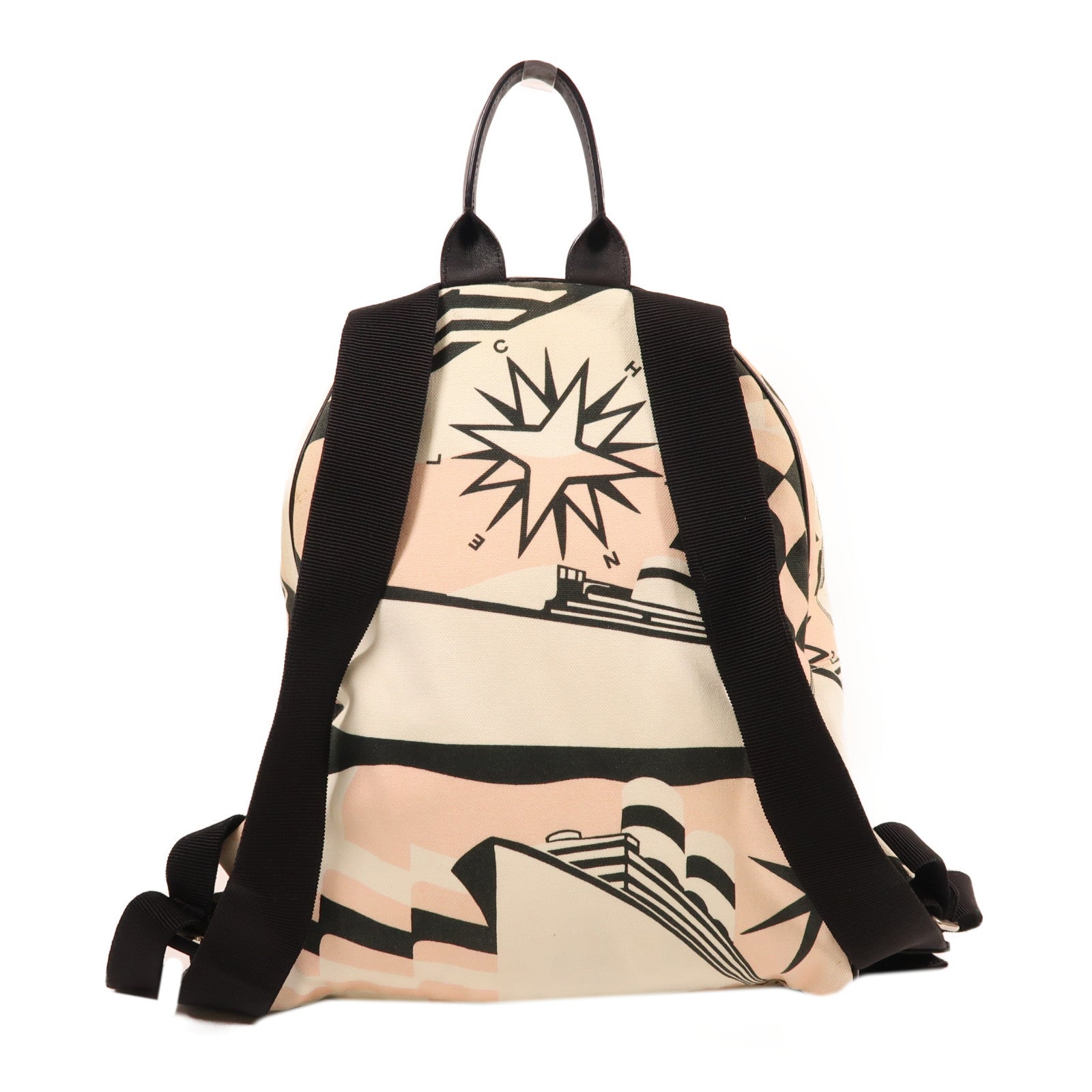 CHANEL 帆布Backpack銀扣背包粉紅色/米色/綠色