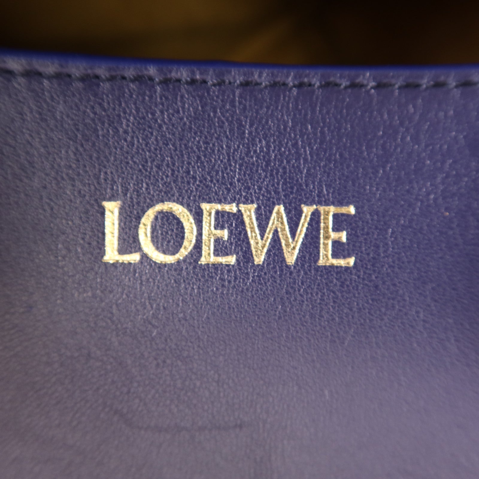 LOEWE XL Puzzle Fold Tote Shoulder Bag Calfskin Leather Navy