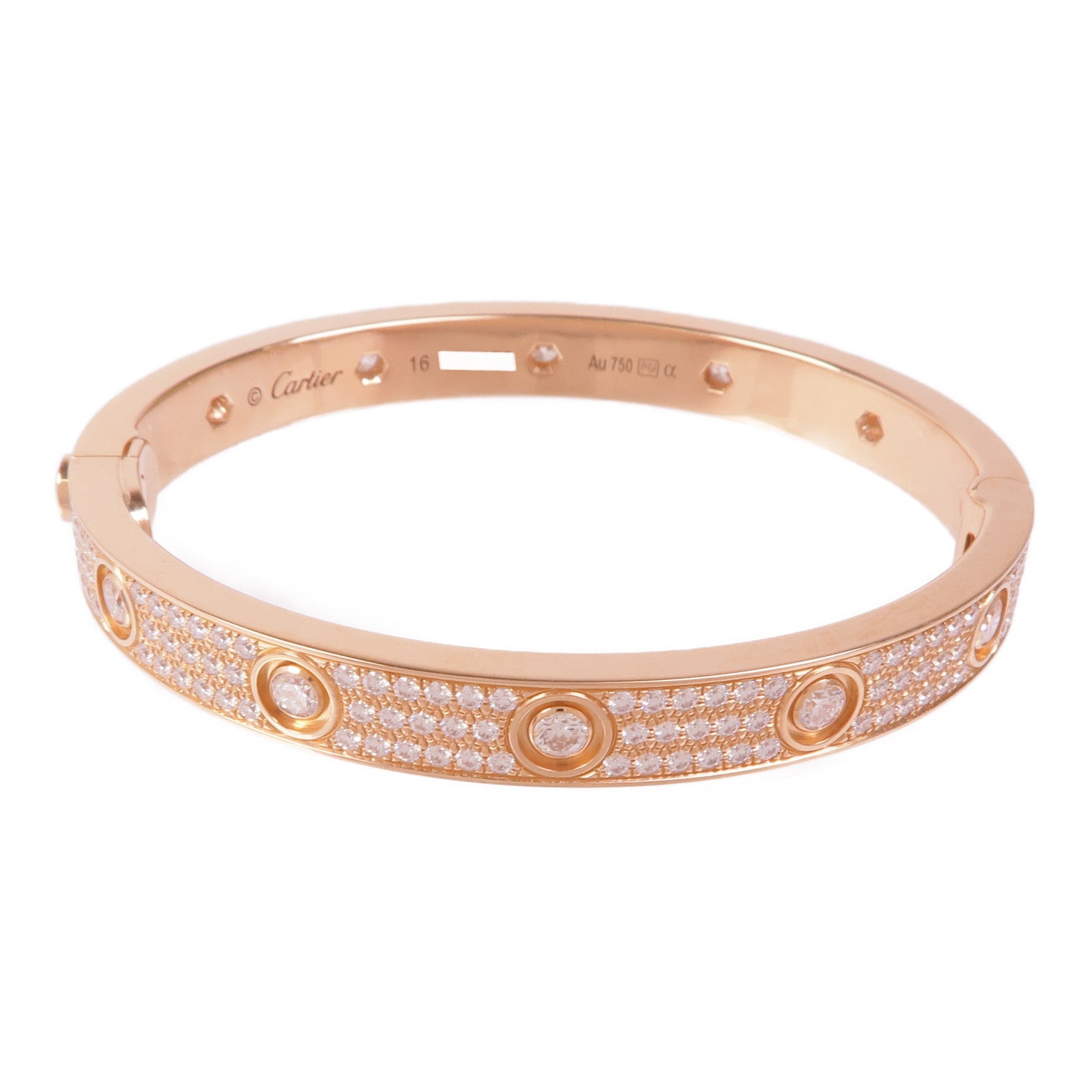 CARTIER 18K玫瑰金Love Bracelet鑽石手鐲Cartier#16